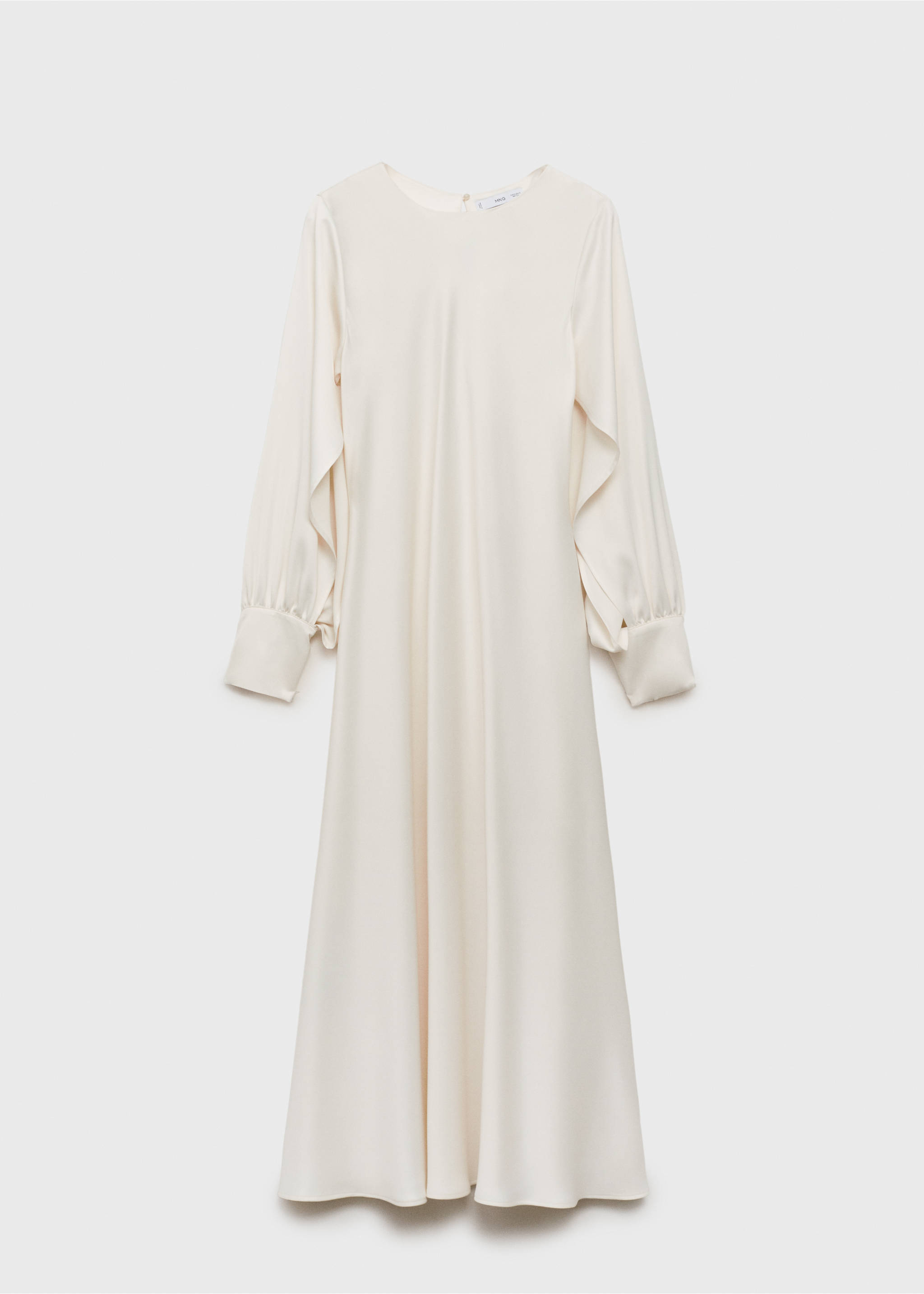 Satin dress with slit sleeves - Article without model, Off White. Ref: 17021126-00.
