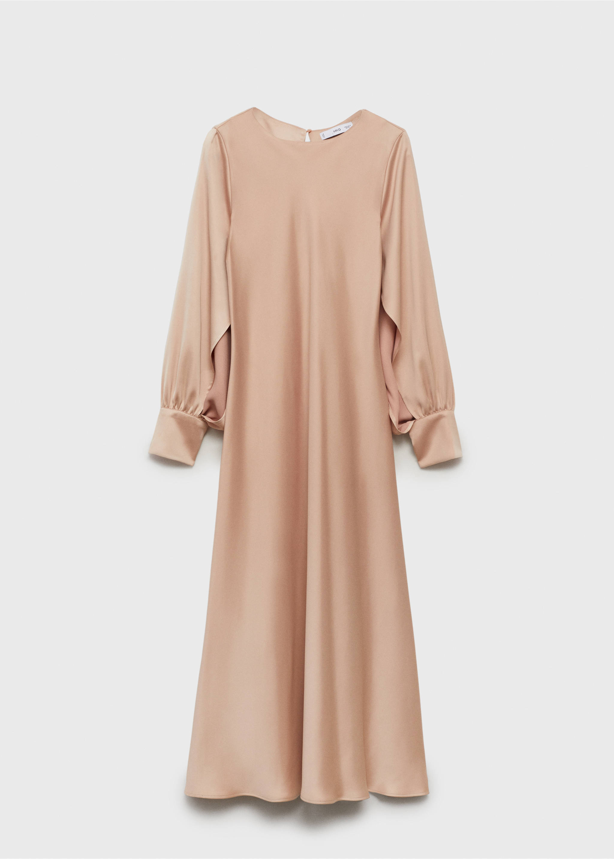 Satin dress with slit sleeves - Article without model, Nude. Ref: 17021126-00.