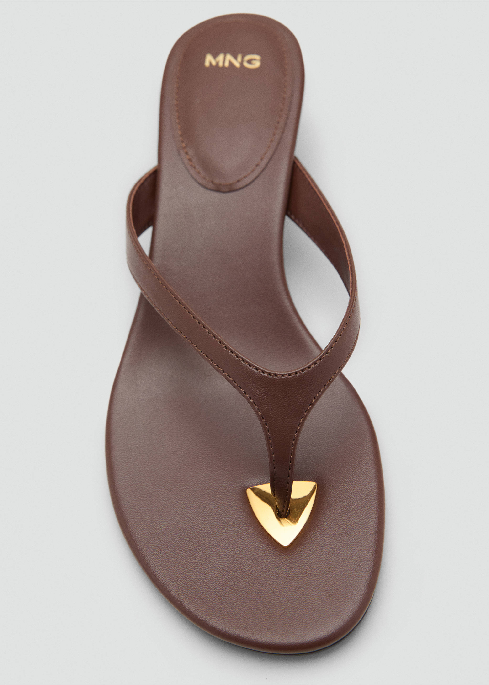 Heeled sandals with metallic detail - Details of the article 3, Chocolate. Ref: 17021129-00.