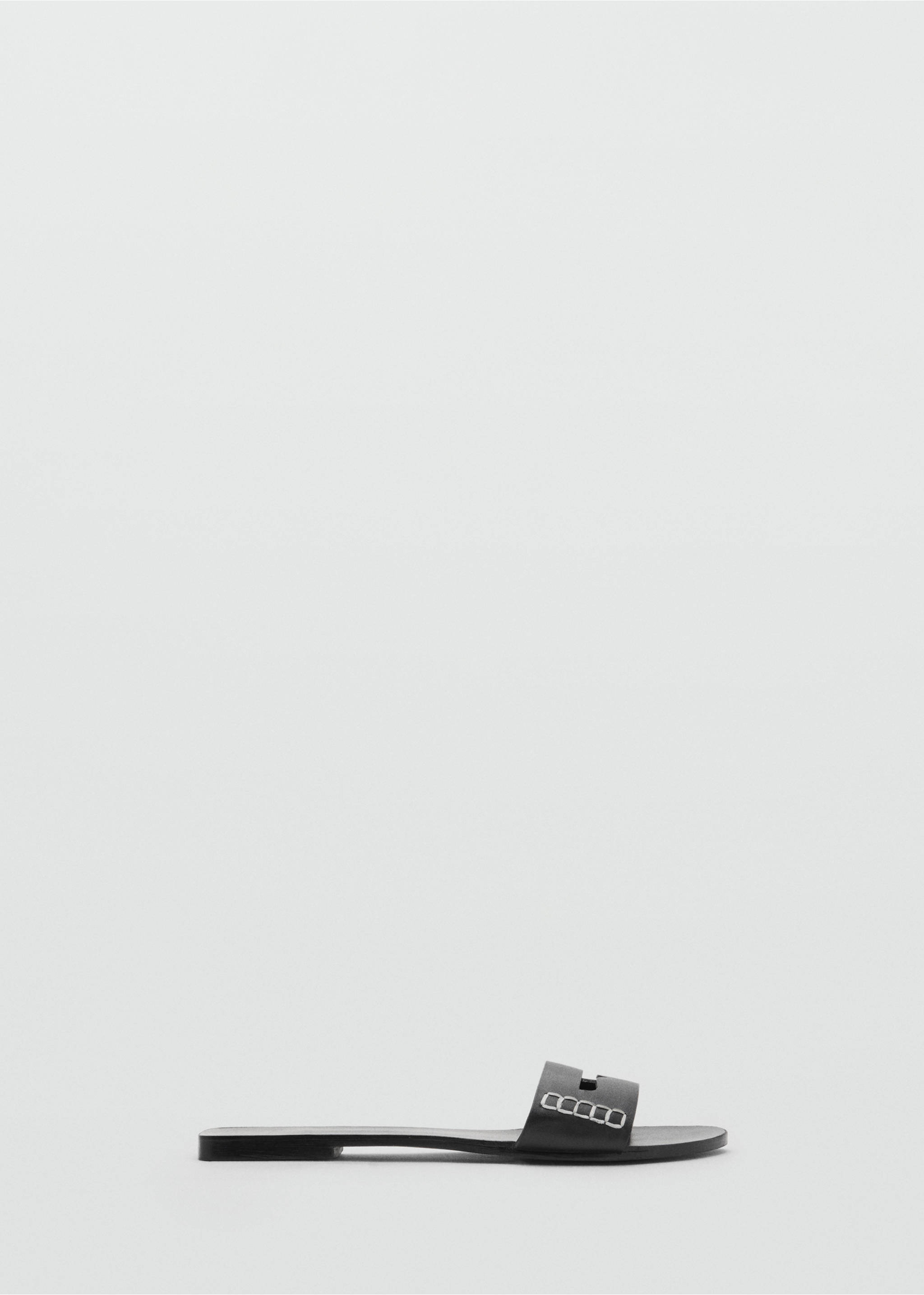 Leather sandals with a wide strap - Article without model, Black. Ref: 17021133-00.