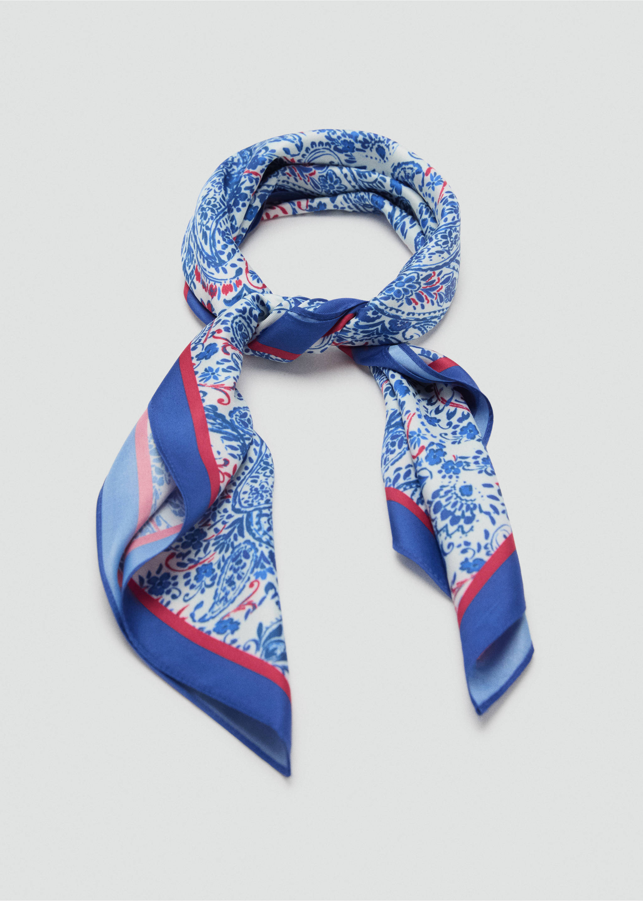 Paisley print scarf - Details of the article 1, Blue. Ref: 17021134-00.