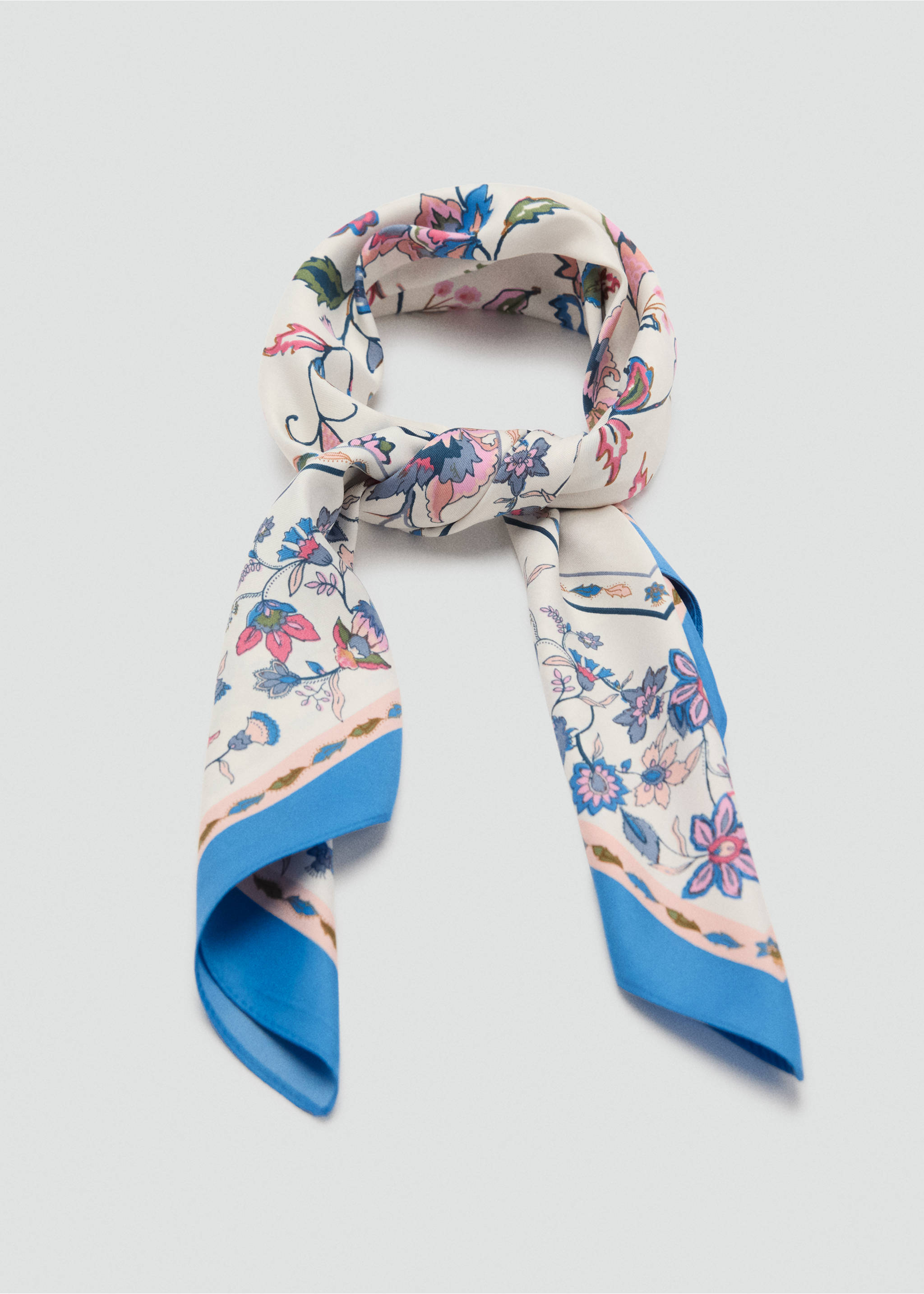 Floral scarf - Details of the article 1, Ecru. Ref: 17021135-00.