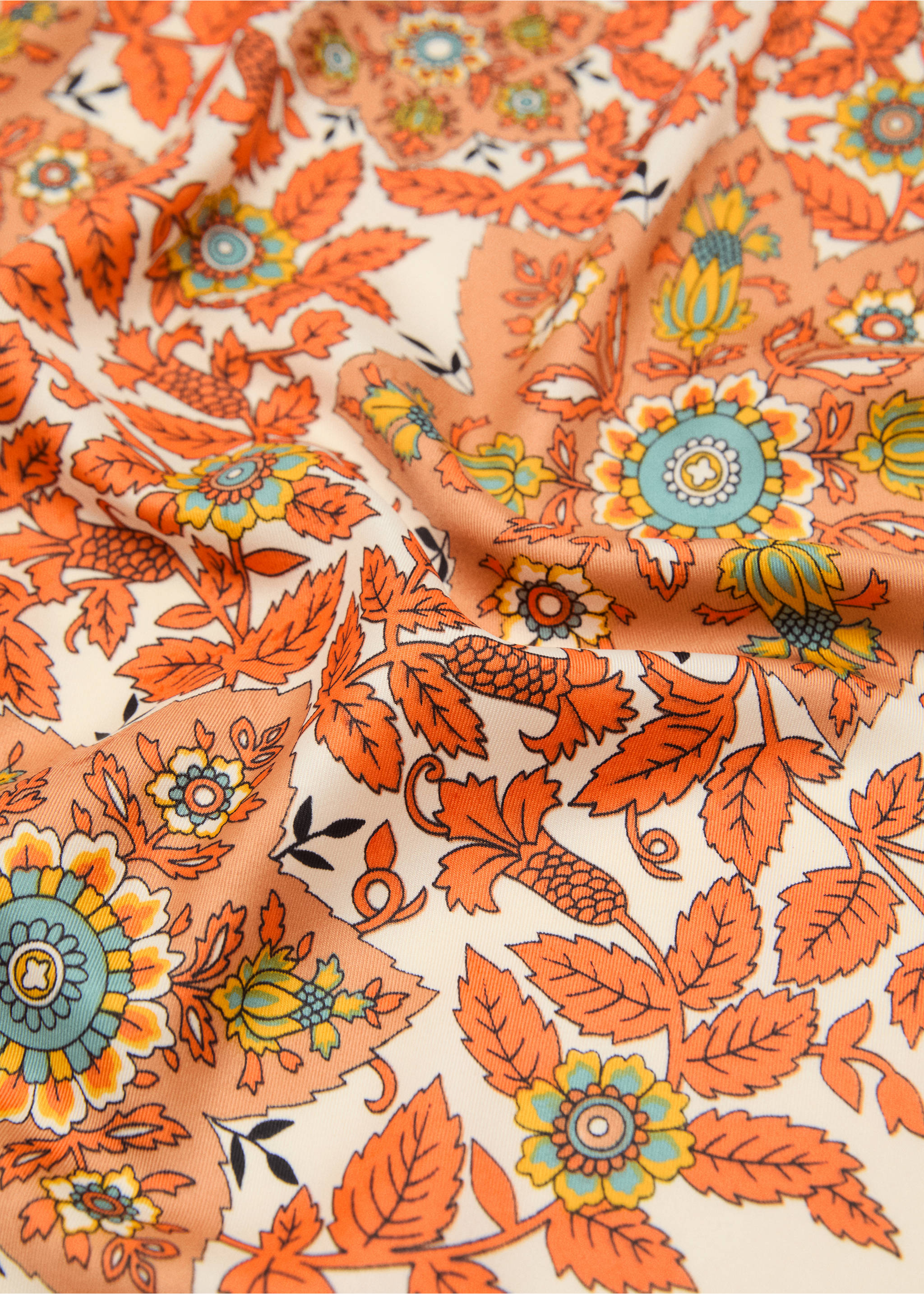 Leaf-print scarf - Medium plane, Orange. Ref: 17021136-00.