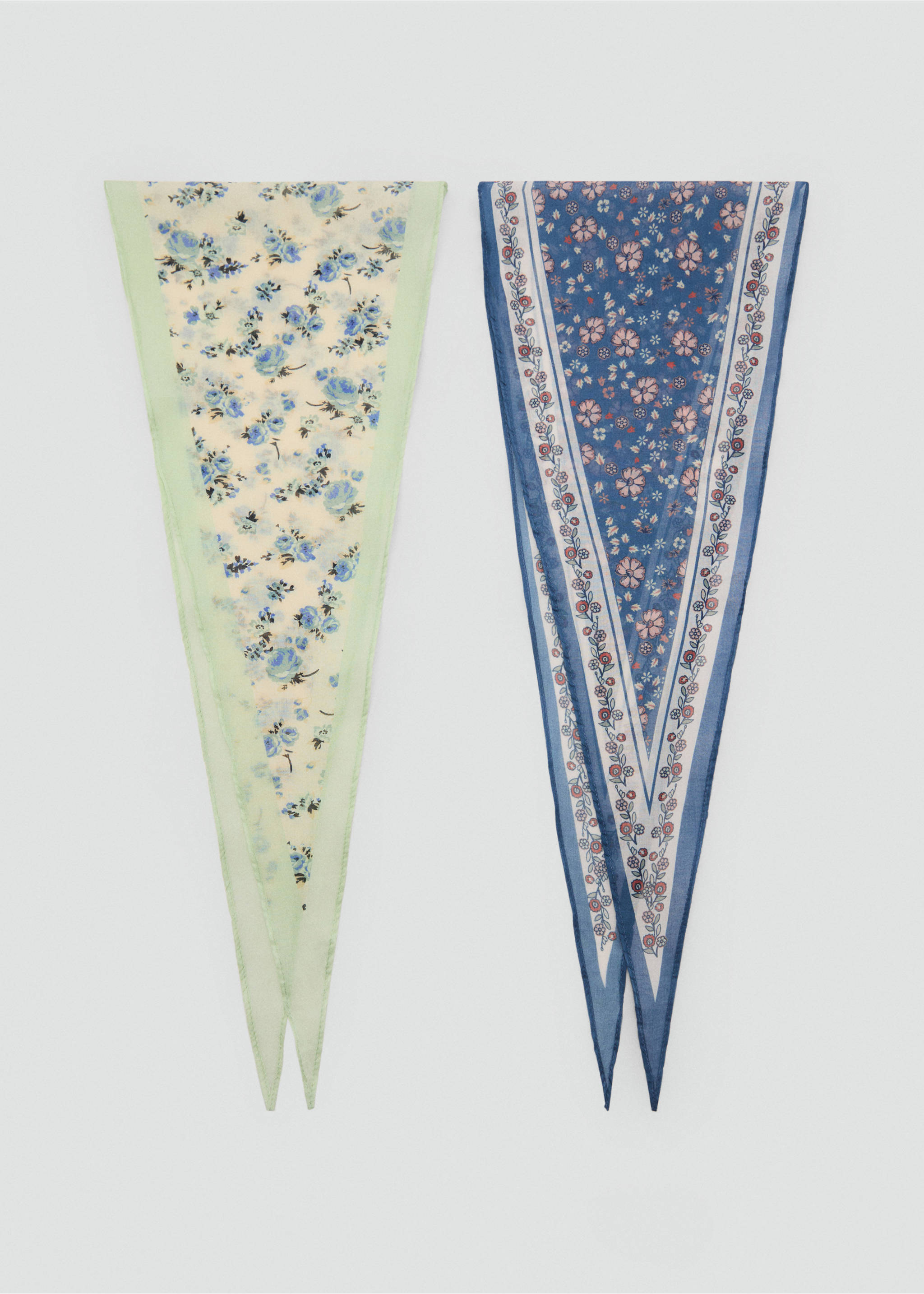 Set of 2 printed handkerchiefs - Article without model, Blue. Ref: 17021137-00.