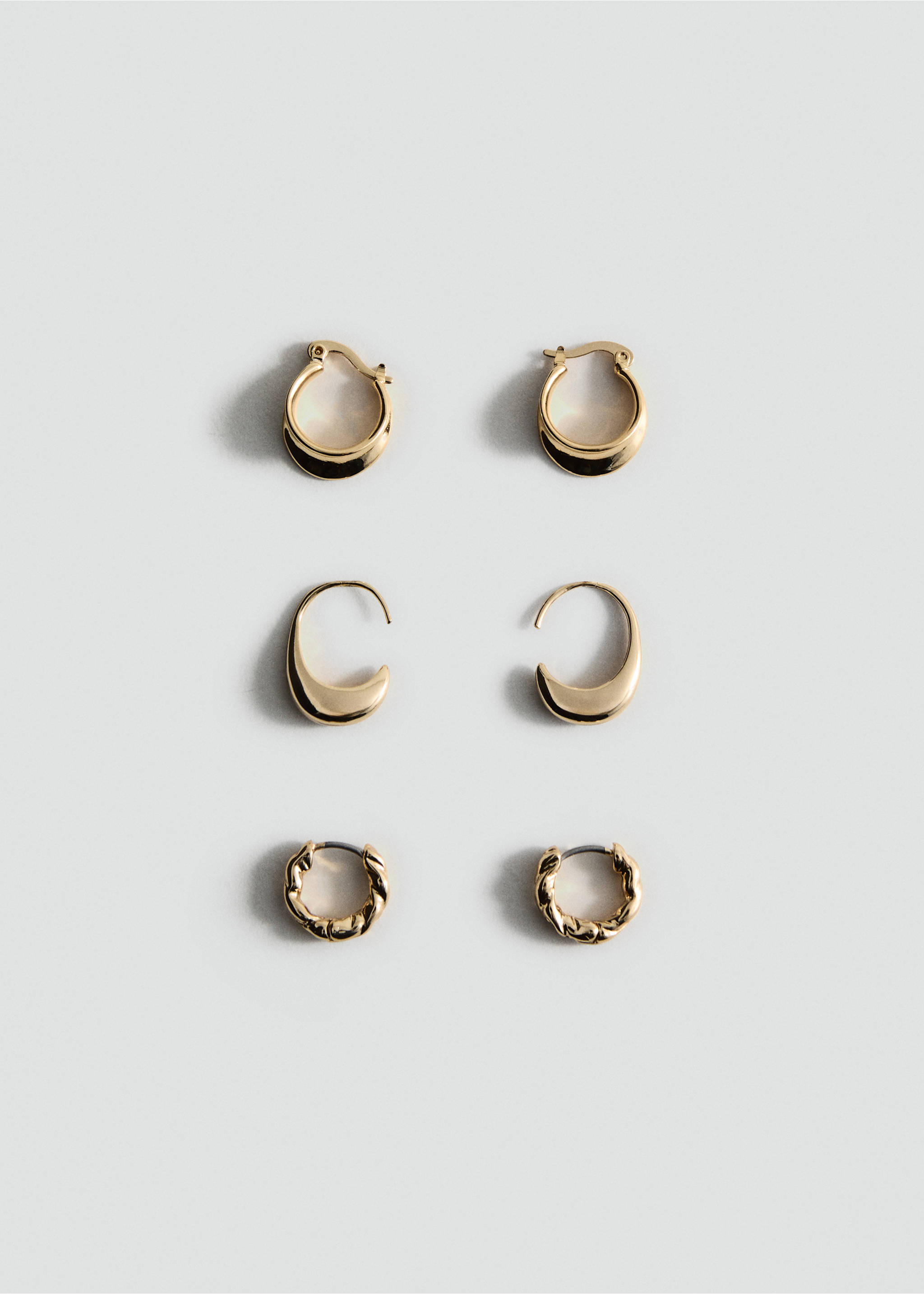 Set of 3 hoop earrings - Article without model, Gold. Ref: 17021140-00.