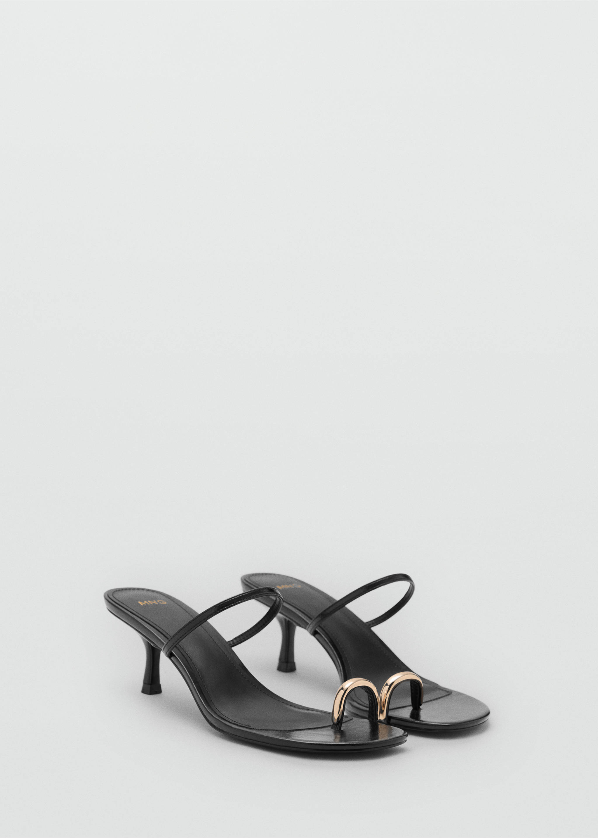 Heeled sandals with metallic detail - Medium plane, Black. Ref: 17021142-00.