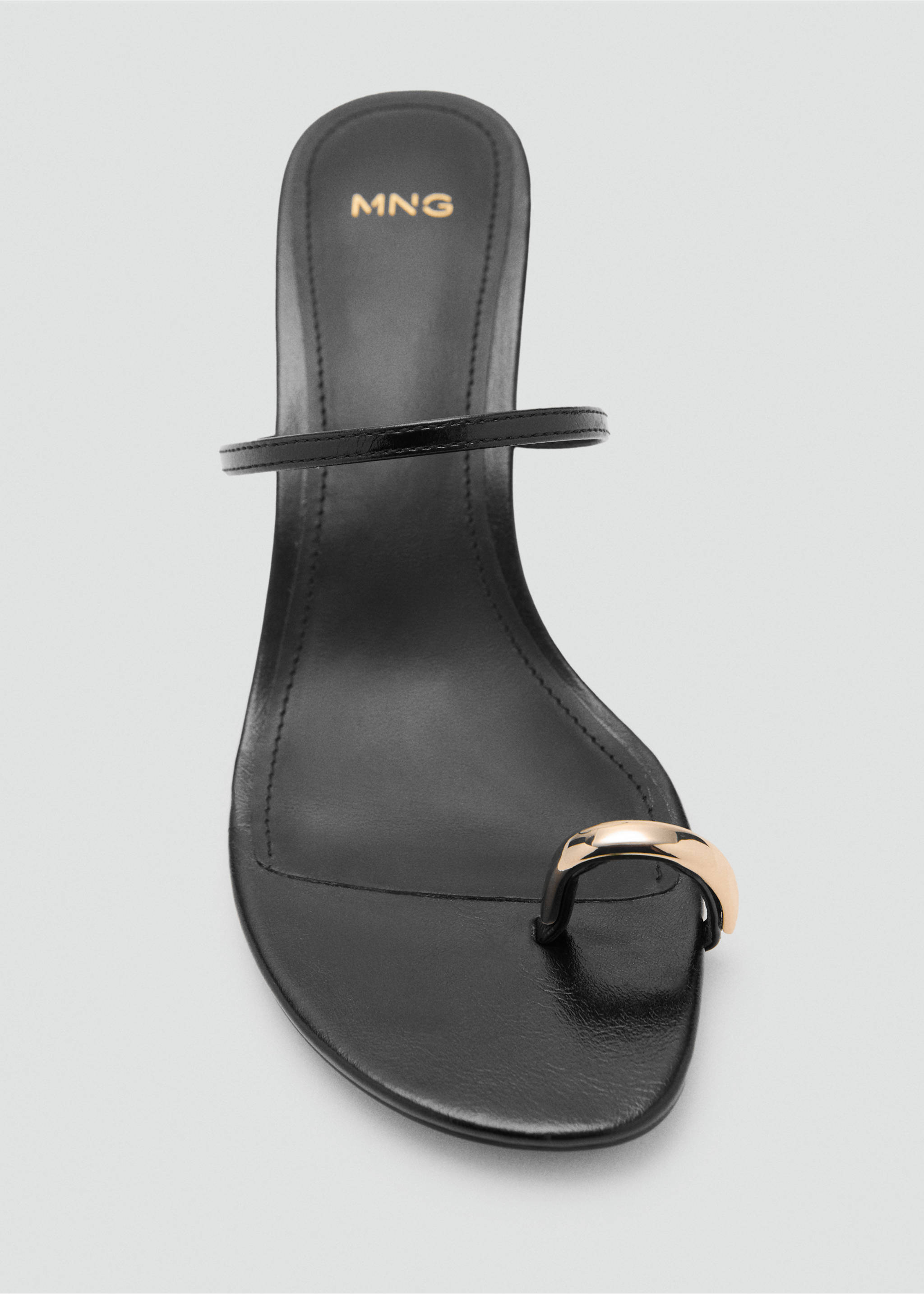 Heeled sandals with metallic detail - Details of the article 3, Black. Ref: 17021142-00.
