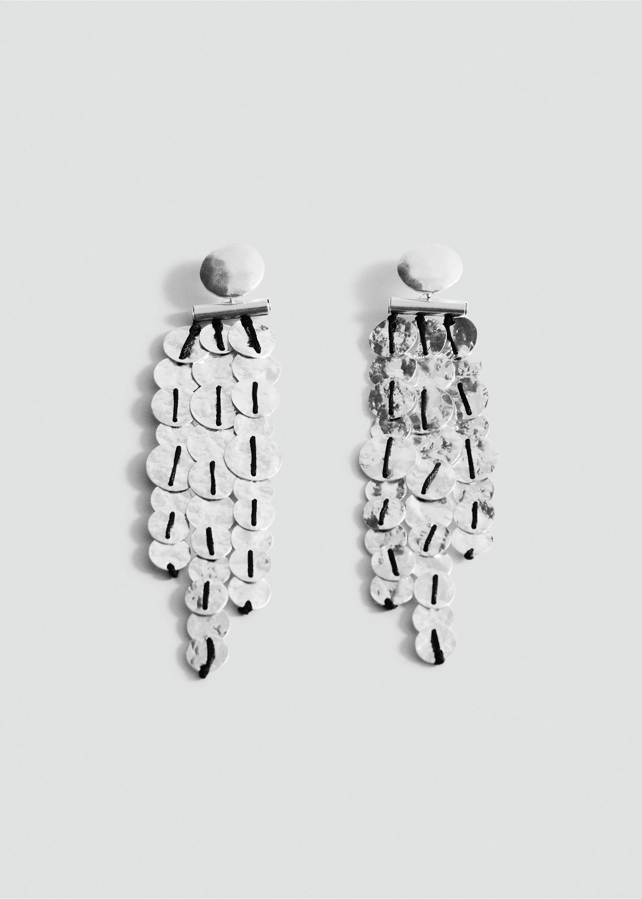 Iron bead waterfall earrings - Article without model, Silver. Ref: 17021150-00.