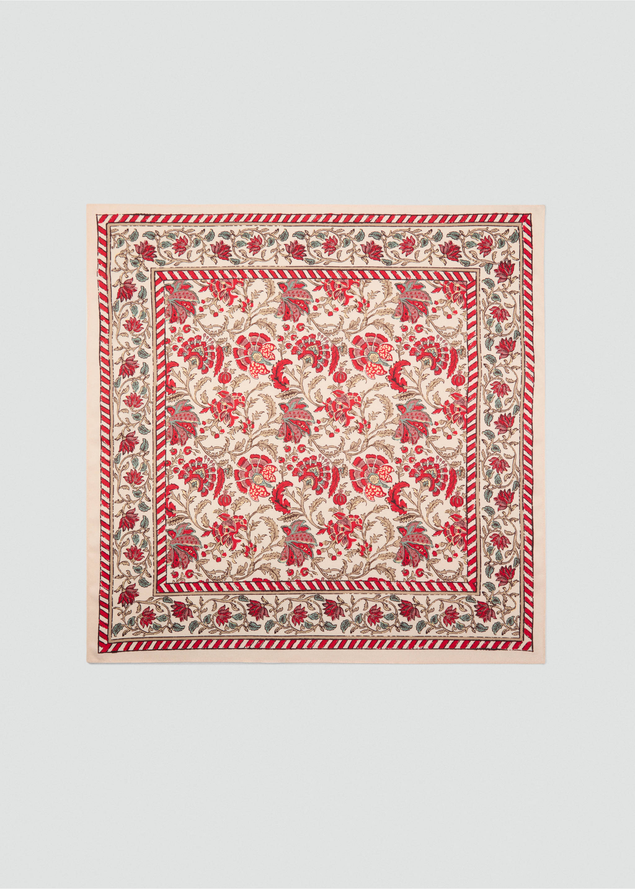 Flowers printed scarf - Article without model, Ecru. Ref: 17021151-00.