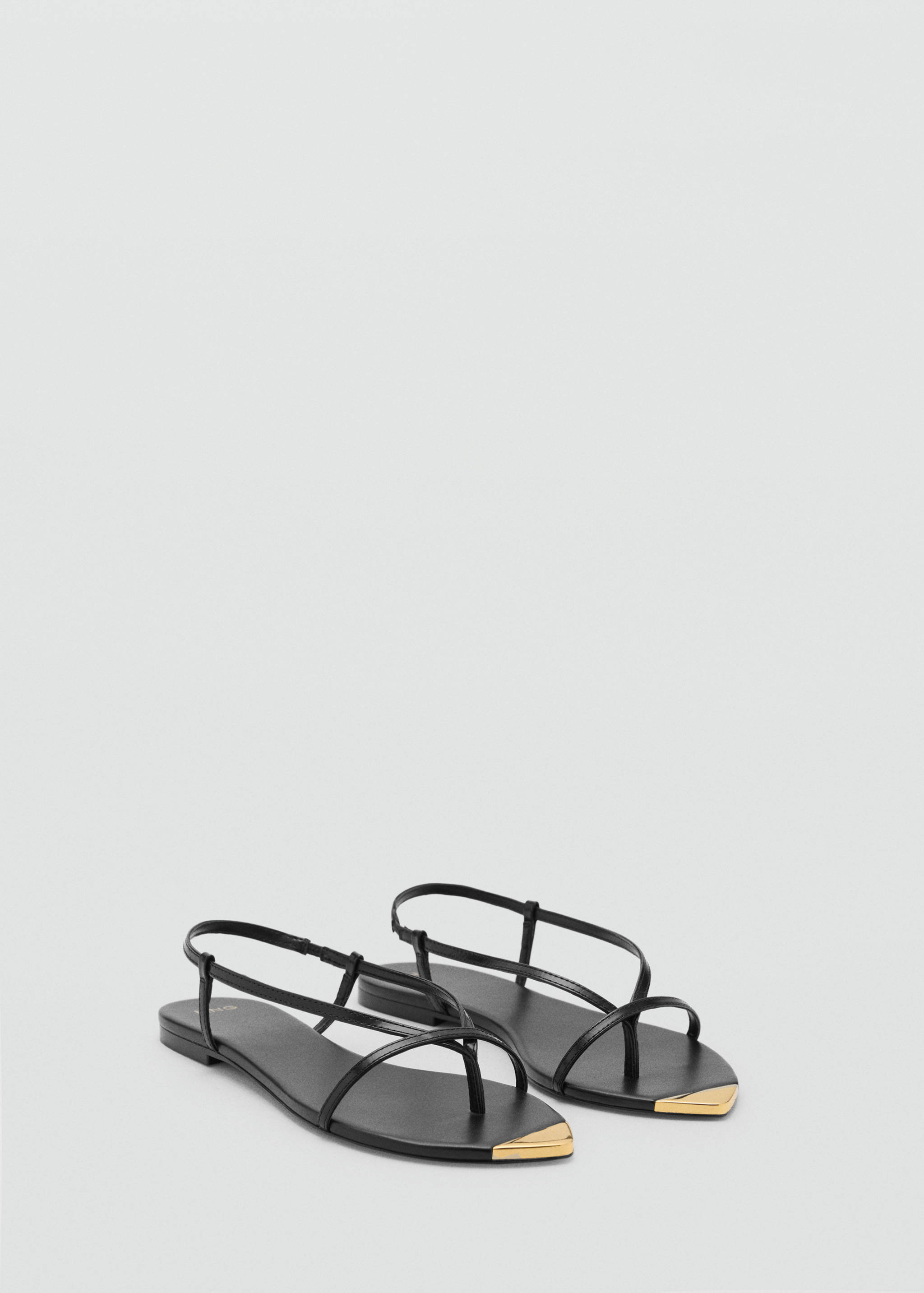 Riemchensandalen aus Leder mit kontrastierender Zehenpartie - Mittlere Ansicht