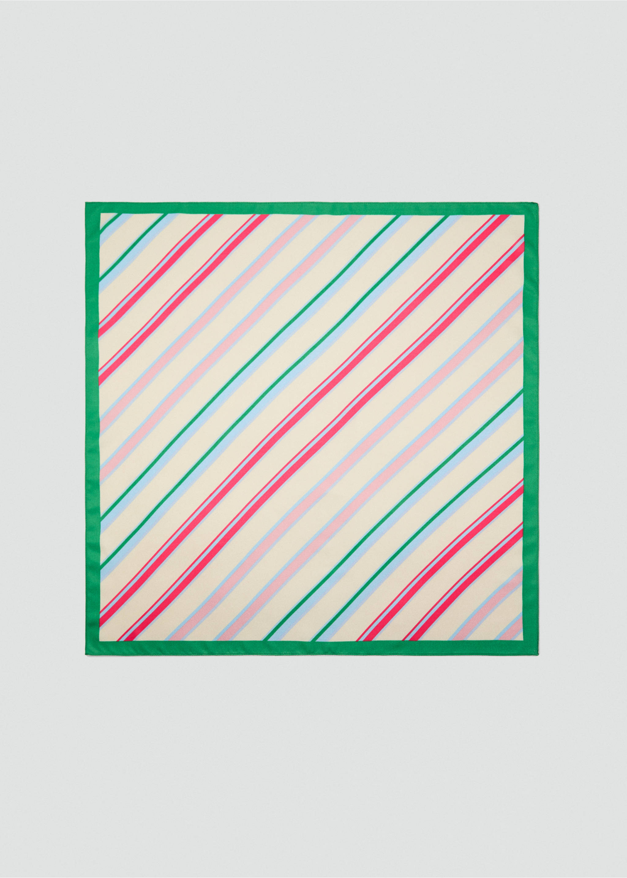 Combined striped printed scarf - Article without model, Green. Ref: 17021154-00.