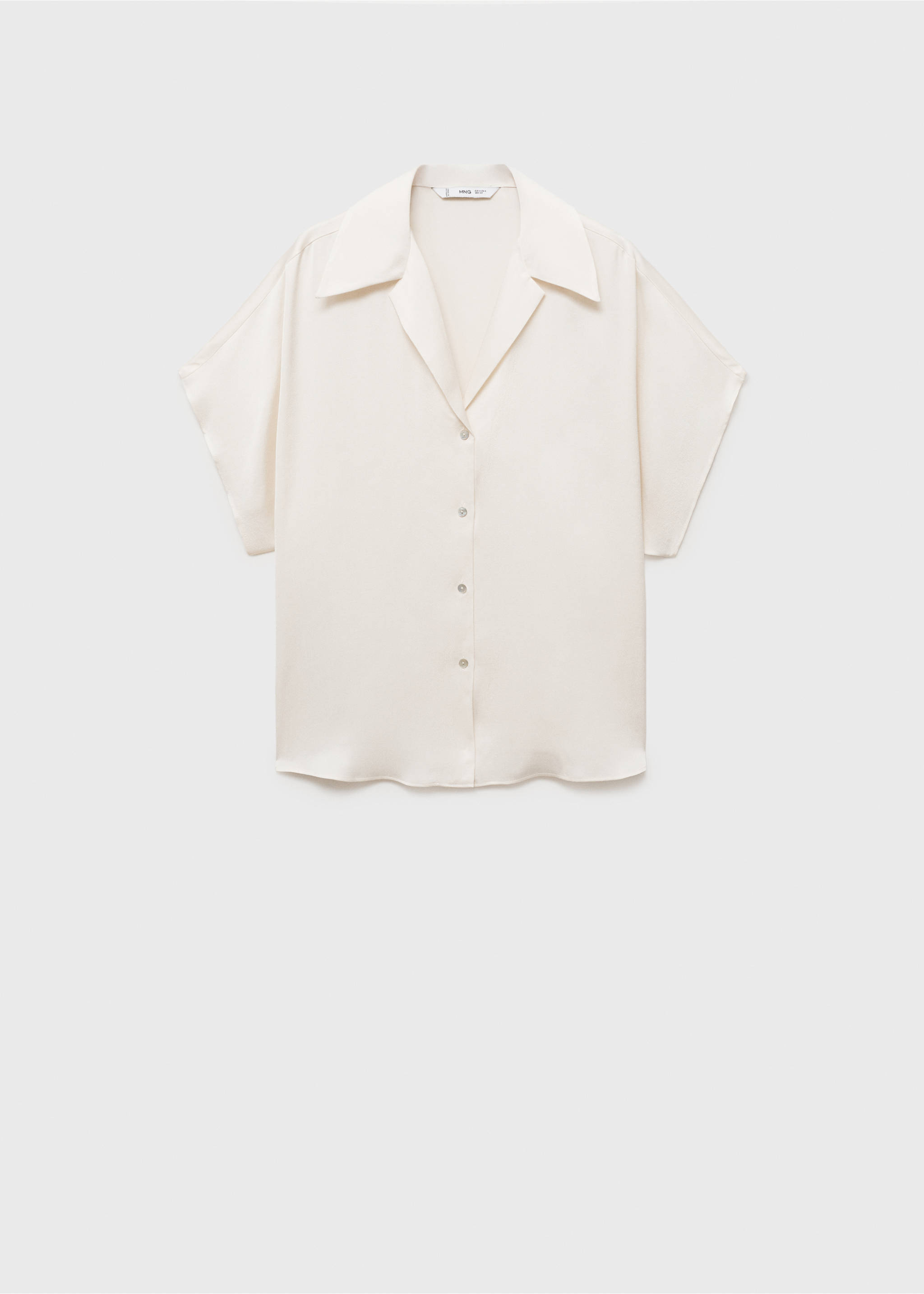 Short-sleeved satin shirt - Article without model, Off White. Ref: 17021156-00.