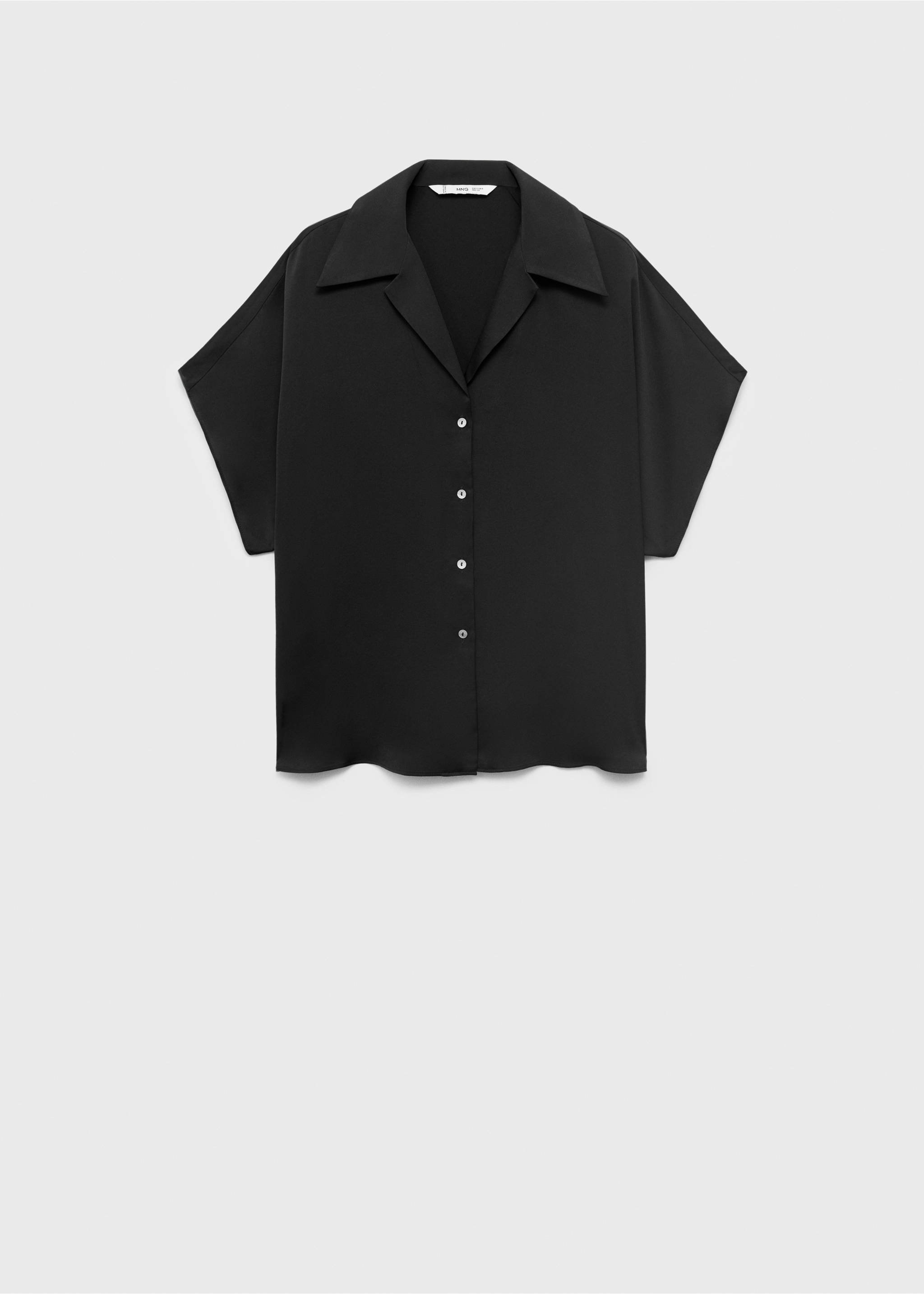 Short-sleeved satin shirt - Article without model, Black. Ref: 17021156-00.
