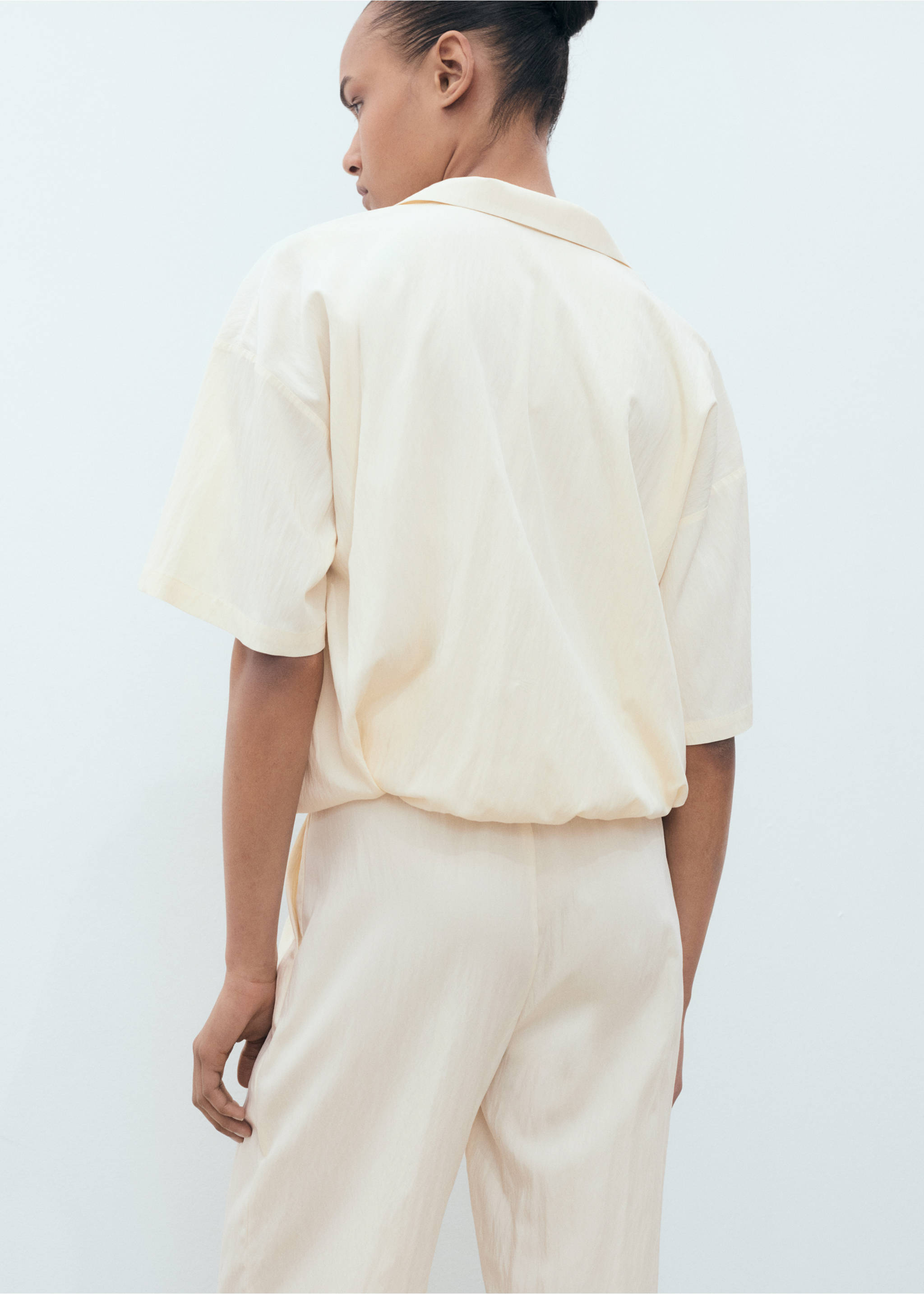 Crop puffed shirt - Reverse of the article, Vanilla. Ref: 17021157-00.