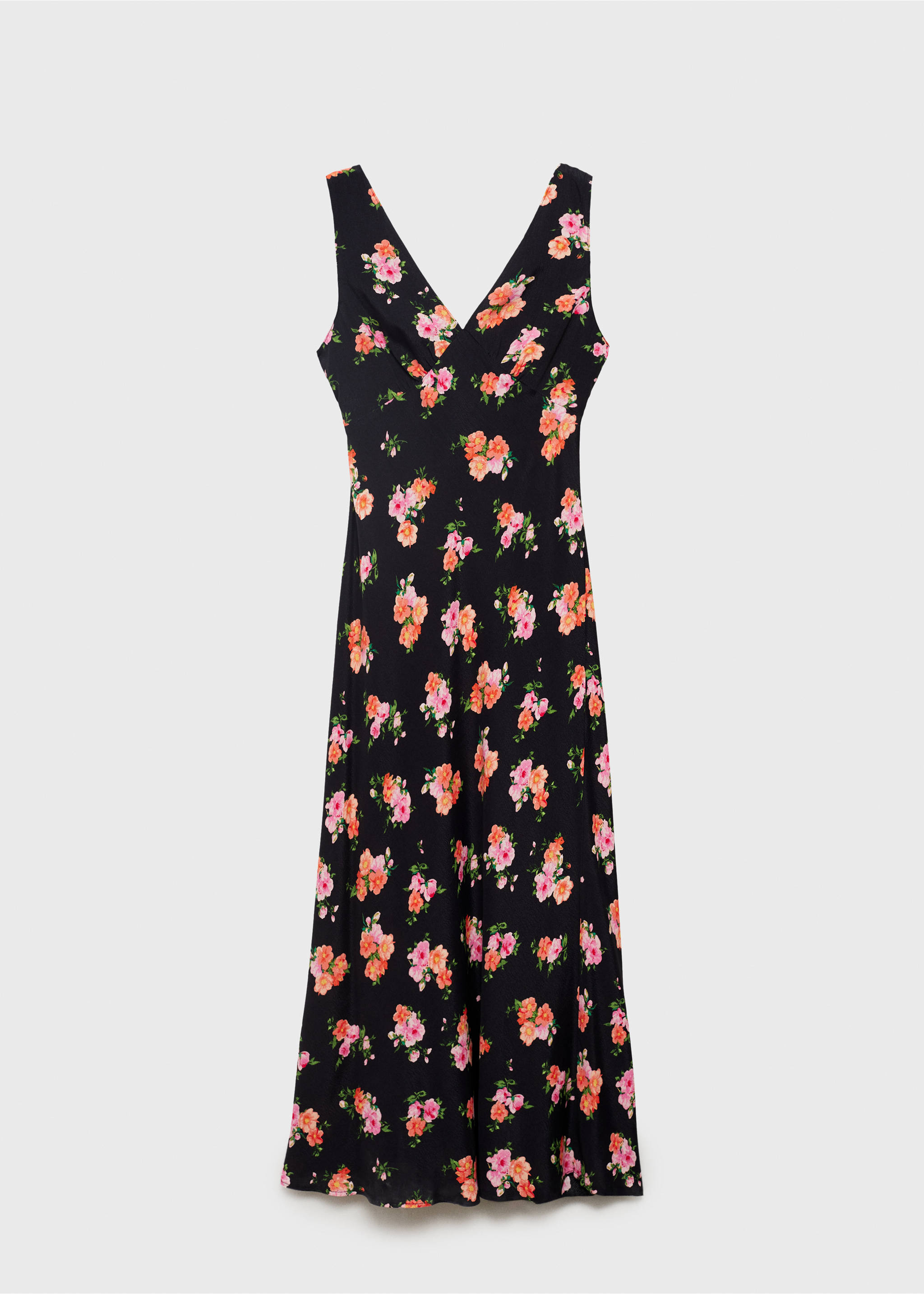 Langes Kleid mit Blumenmuster - Artikel ohne Model, Schwarz. Ref: 17021162-00.