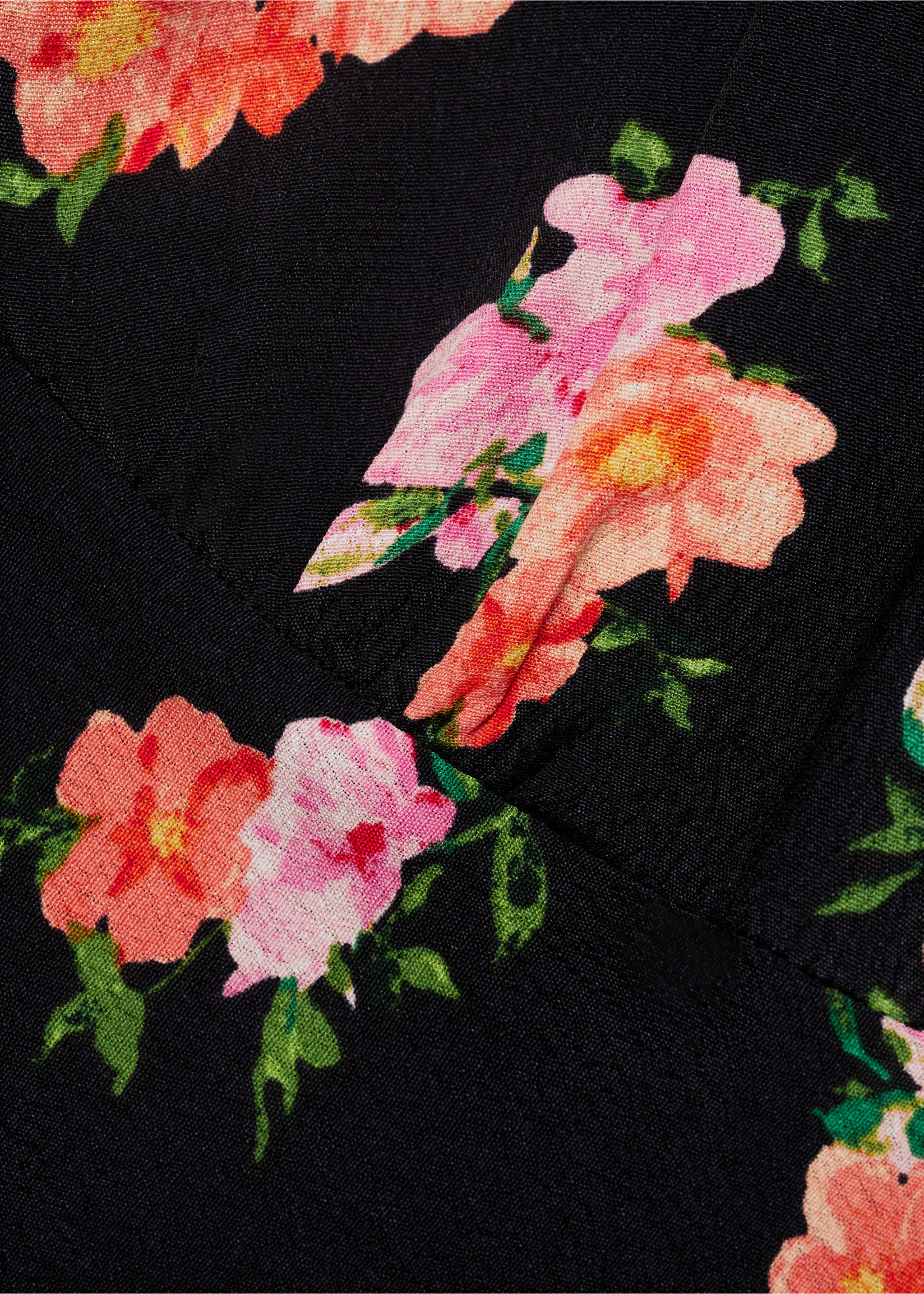 Langes Kleid mit Blumenmuster - Detail des Artikels 8, Schwarz. Ref: 17021162-00.