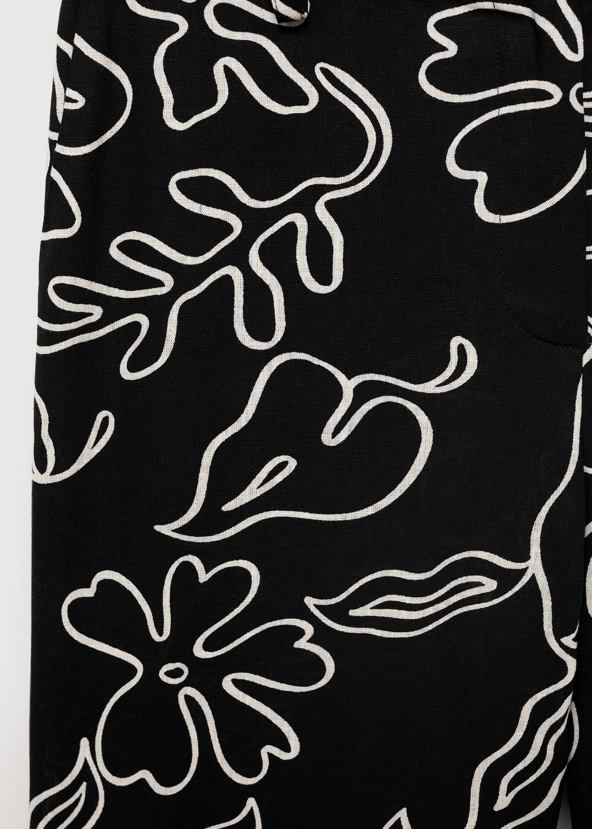 Floral-print linen-blend trousers - Details of the article 0