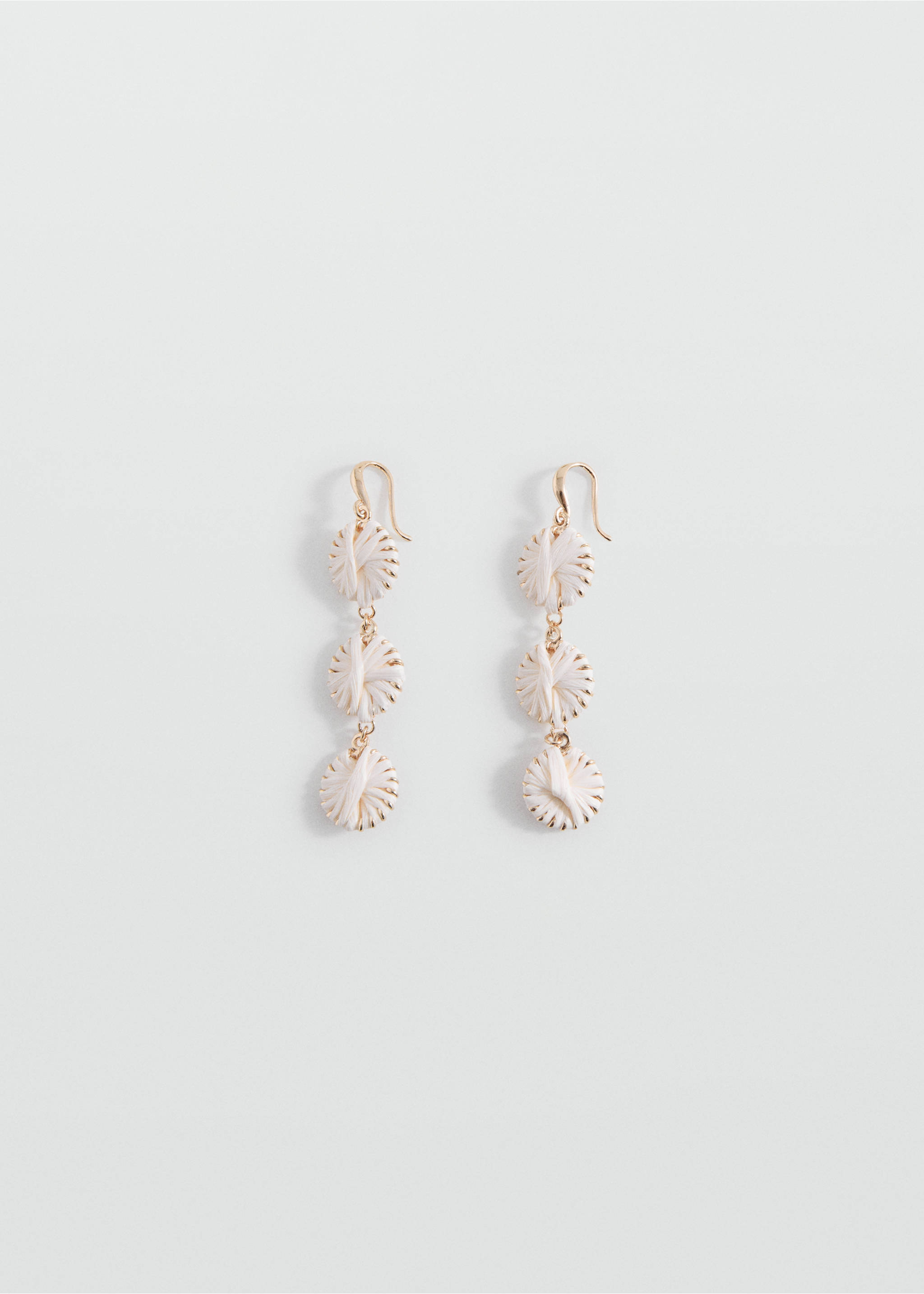 Natural fibre hanging earrings - Article without model, Sand. Ref: 17021170-00.