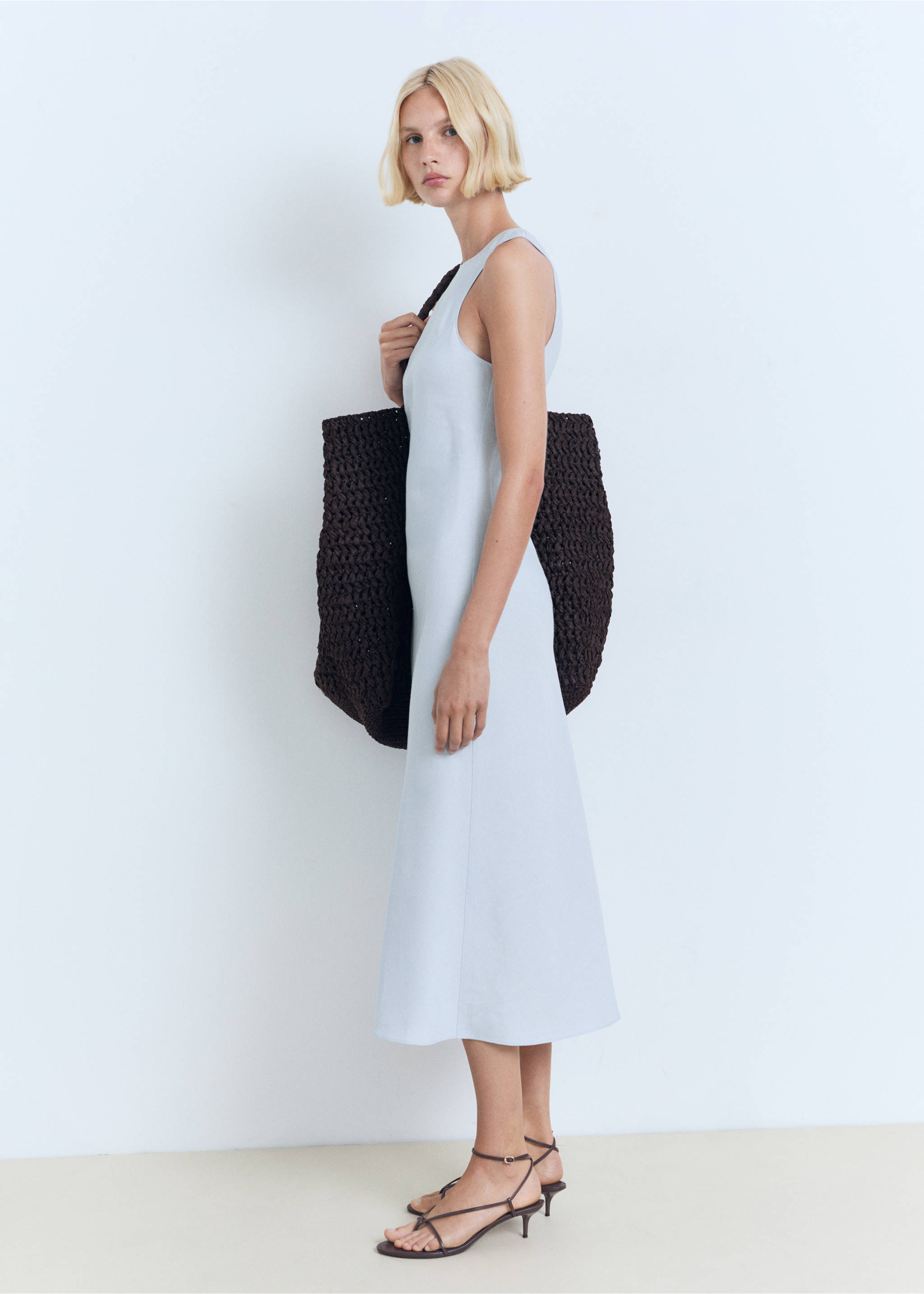 Linen-blend midi dress - General plane, Aqua Green. Ref: 17021172-00.
