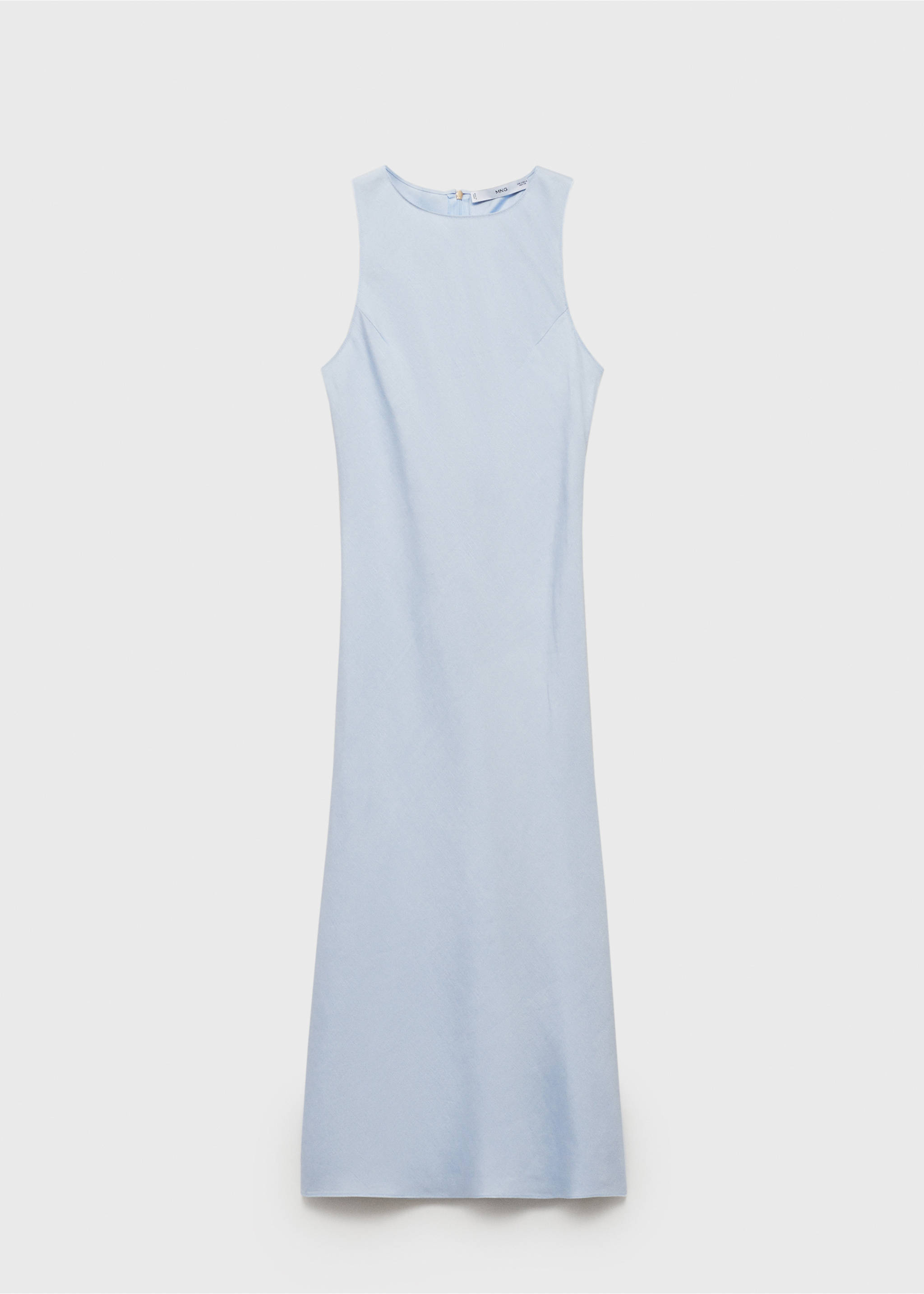 Linen-blend midi dress - Article without model, Aqua Green. Ref: 17021172-00.