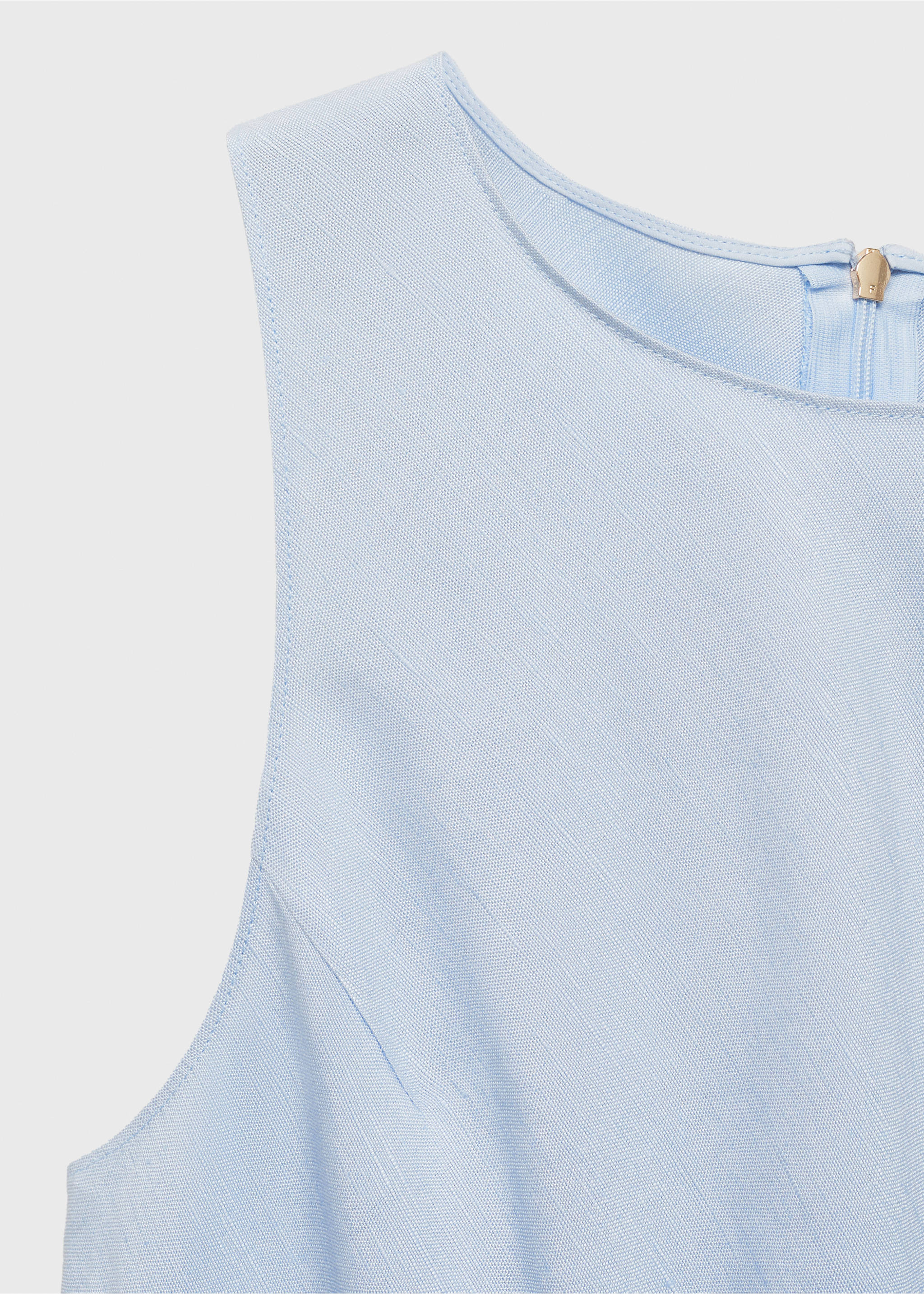 Linen-blend midi dress - Details of the article 8, Aqua Green. Ref: 17021172-00.