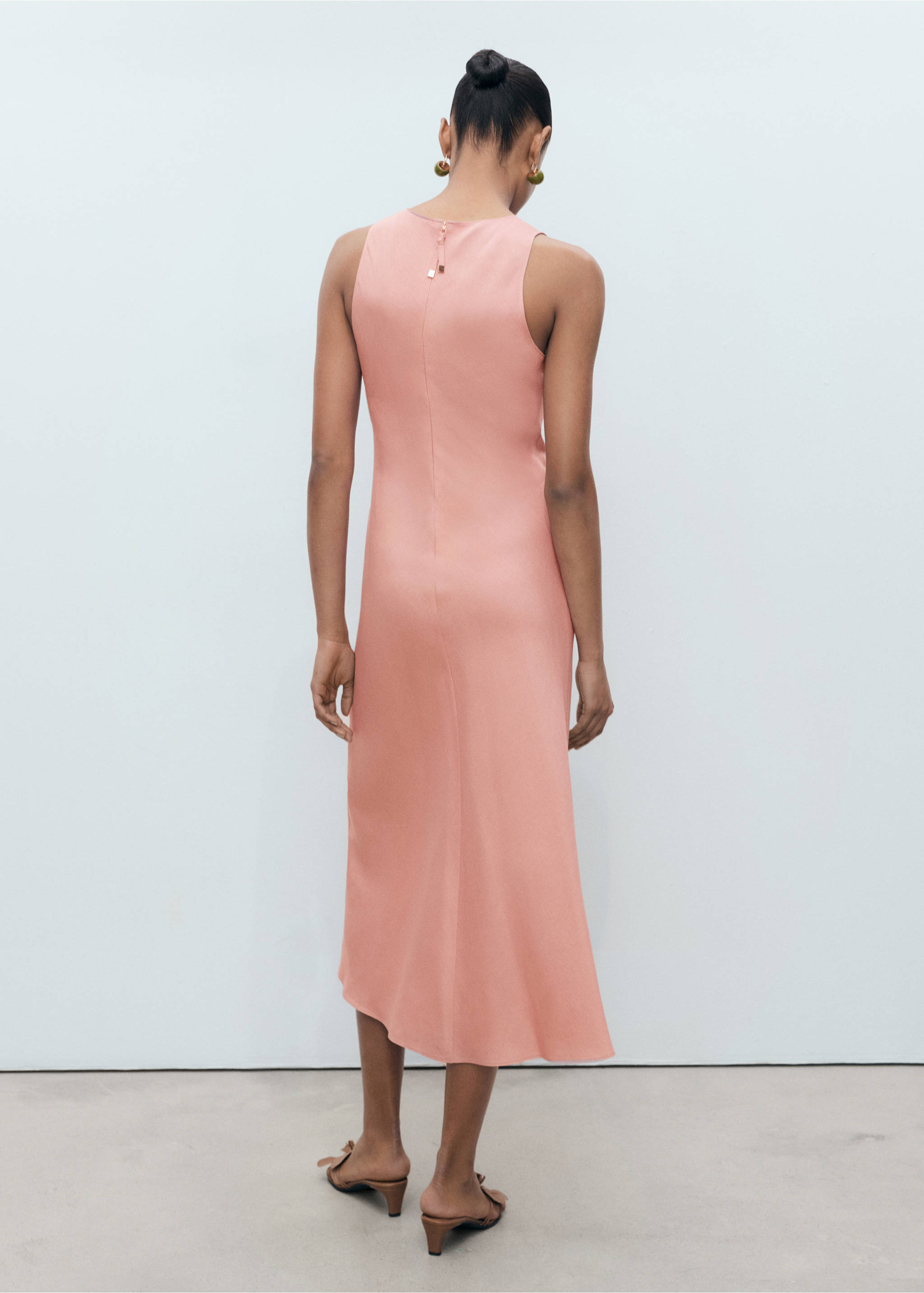 Linen-blend midi dress - Reverse of the article, Pink. Ref: 17021172-00.