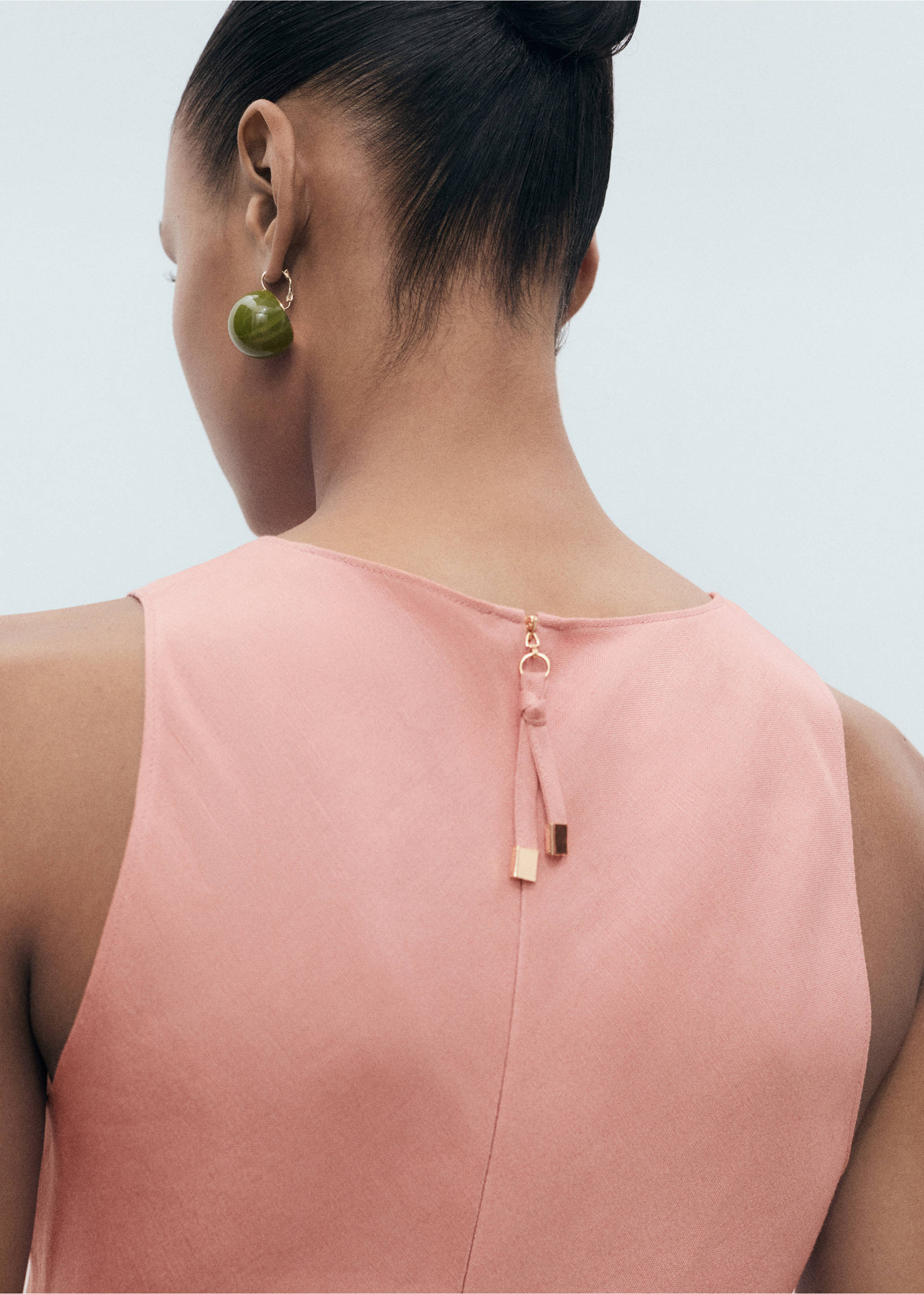 Linen-blend midi dress - Details of the article 1, Pink. Ref: 17021172-00.