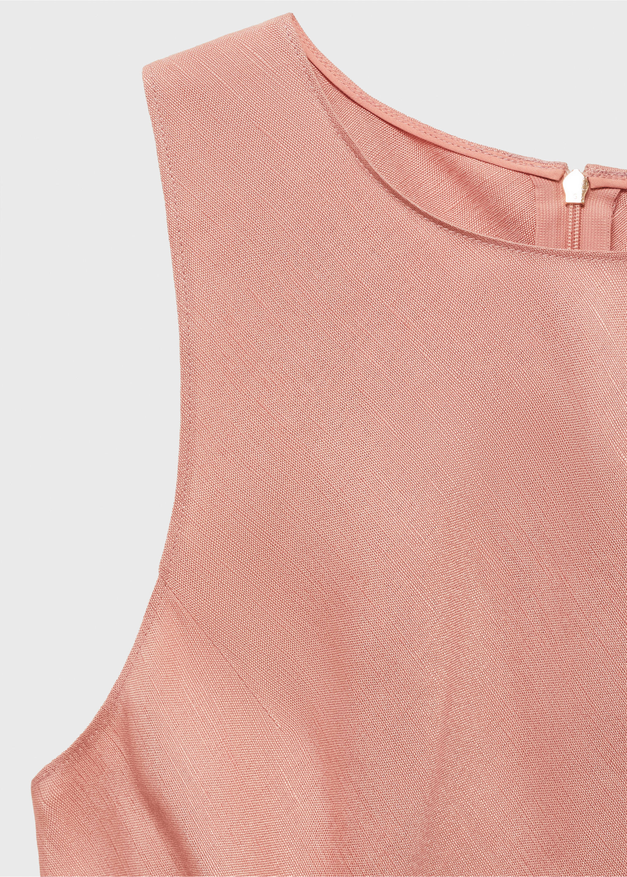 Linen-blend midi dress - Details of the article 8, Pink. Ref: 17021172-00.