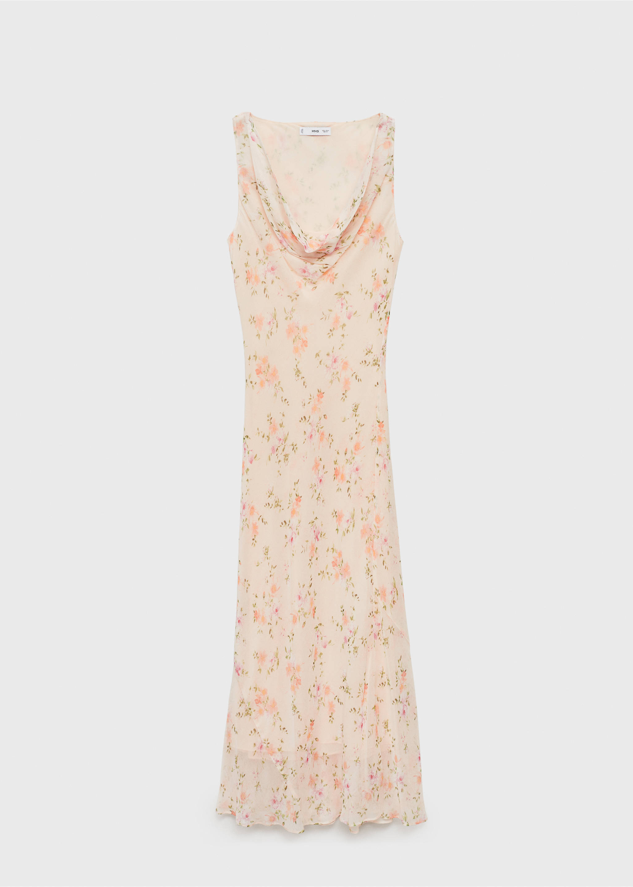 Floral-print draped dress - Article without model, Salmon. Ref: 17021173-00.