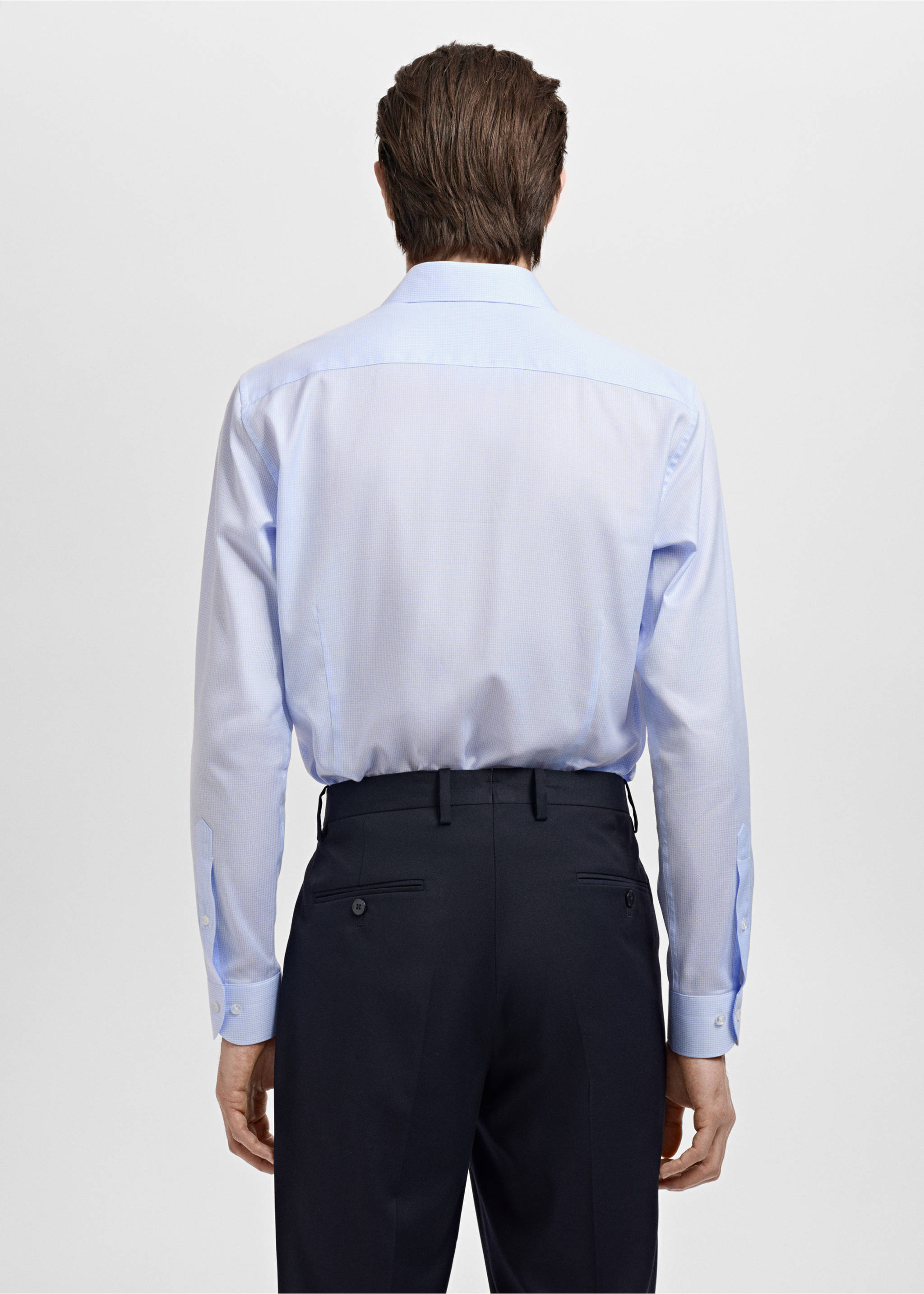 Slim-fit micro-print twill suit shirt - Reverse of the article, Sky Blue. Ref: 17021177-00.