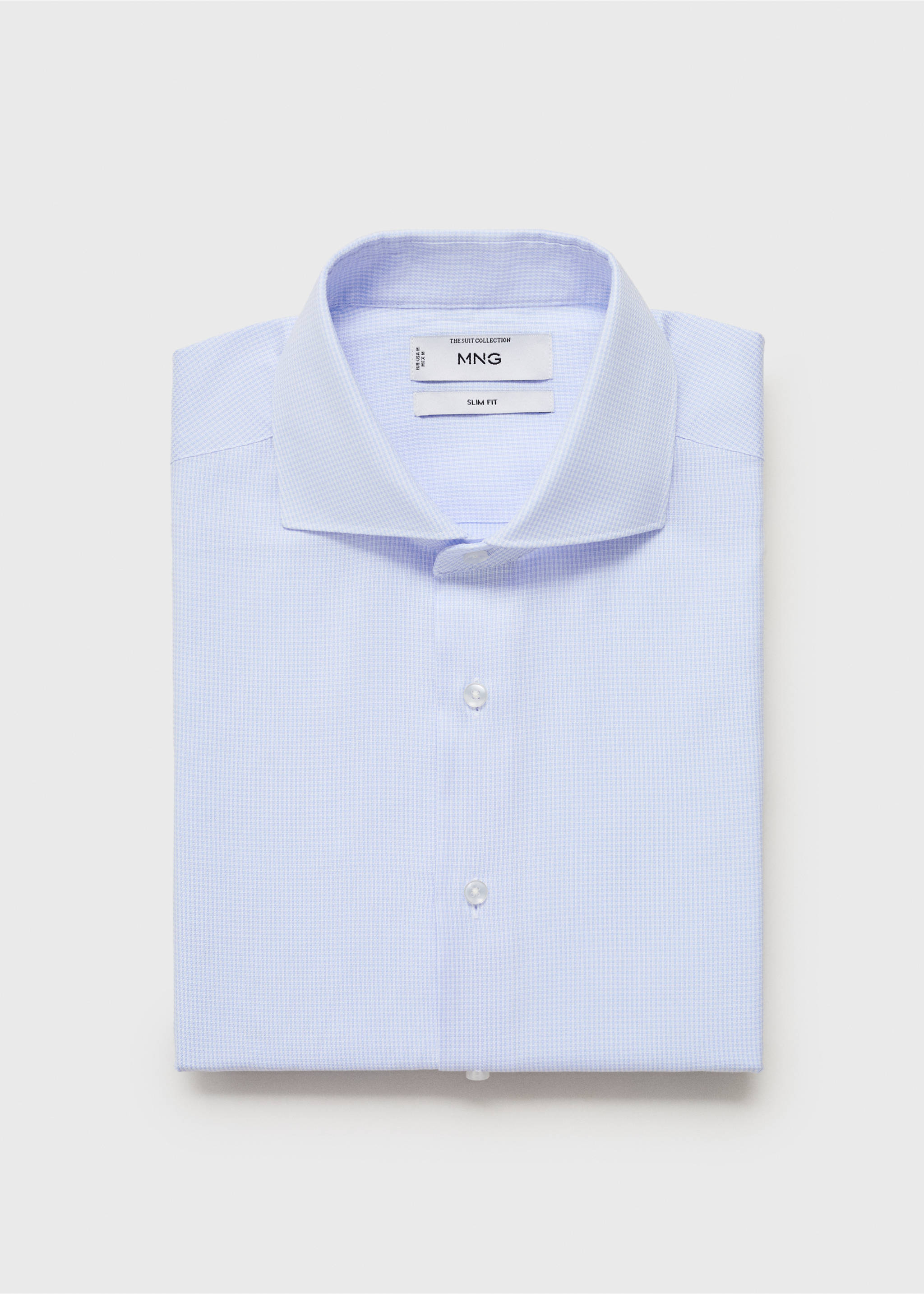 Camisa traje slim fit twill microestampado - Reverso del artículo, Azul celeste. Ref: 17021177-00.