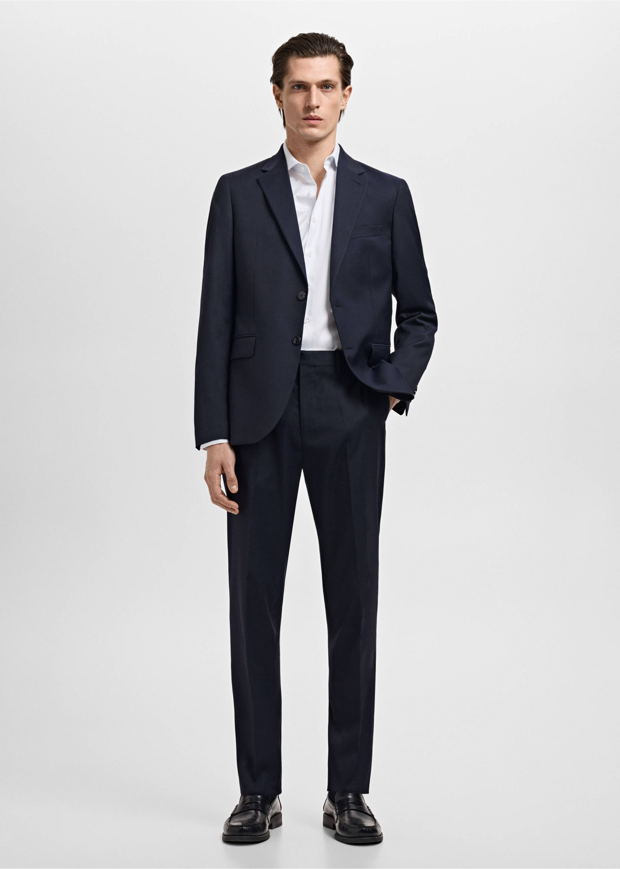 Slim fit cotton striped suit shirt - General plane, White. Ref: 17021178-00.