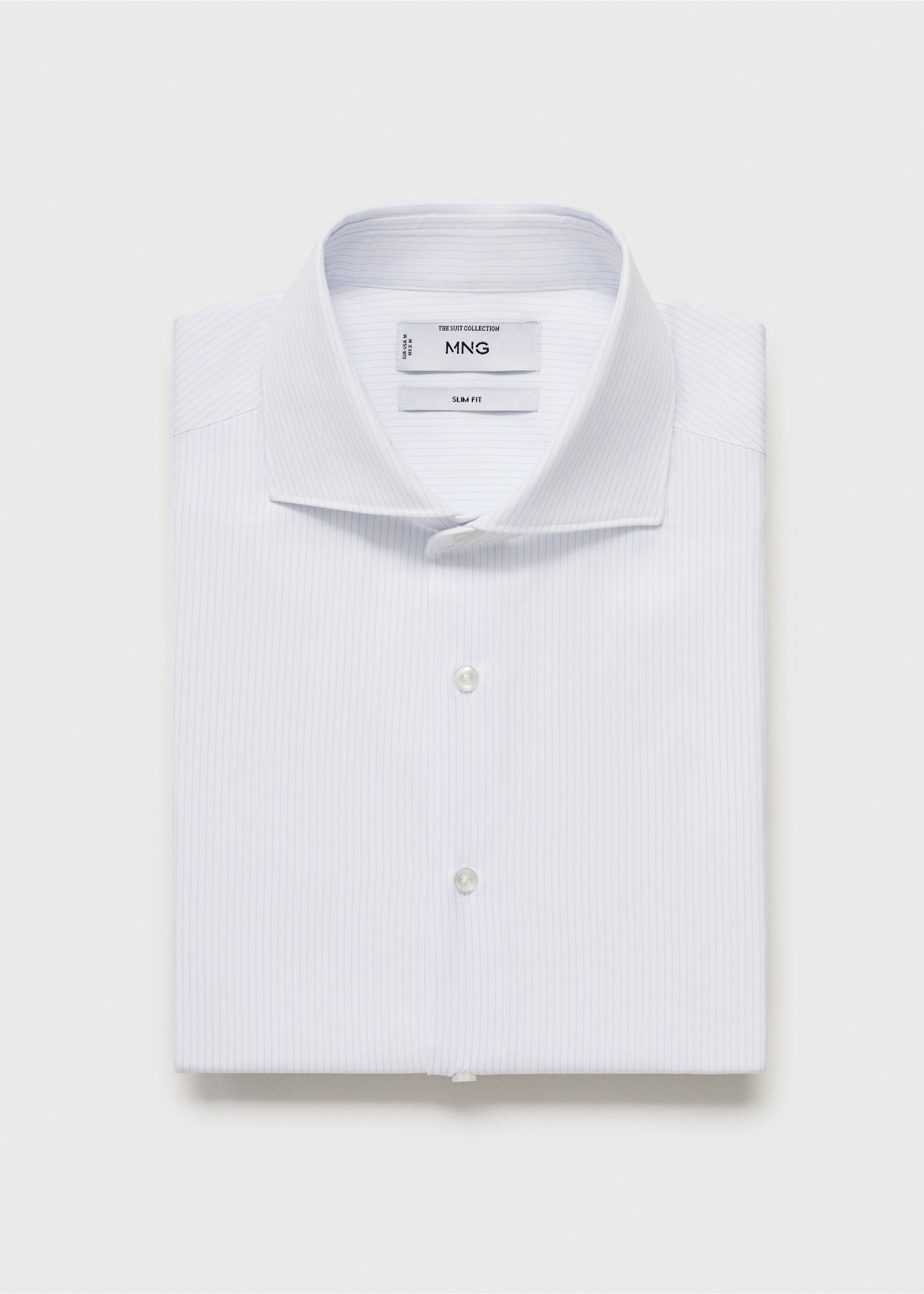 Slim fit cotton striped suit shirt - Details of the article 9, White. Ref: 17021178-00.
