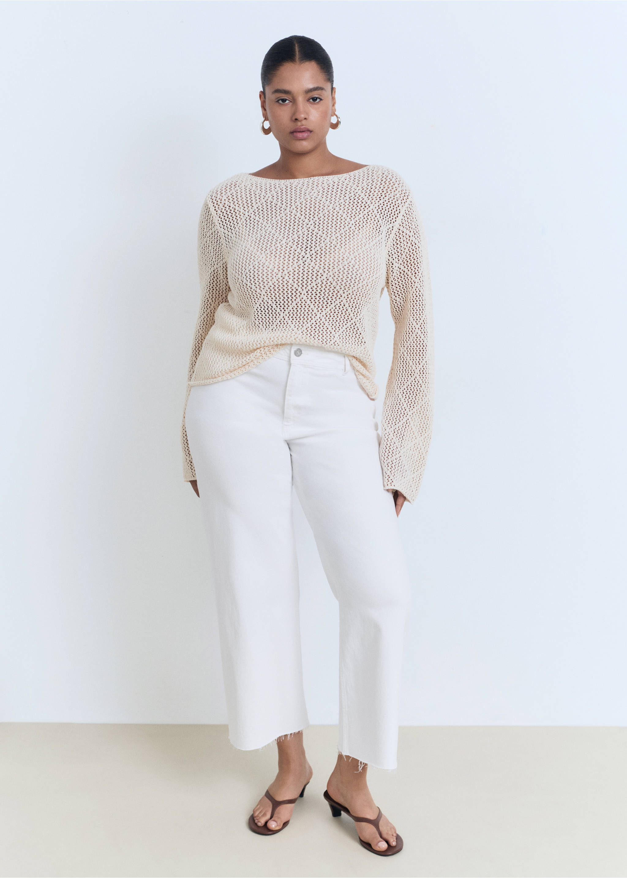 Catherin culotte high-rise jeans - Details of the article 3, White. Ref: 17021186-00.