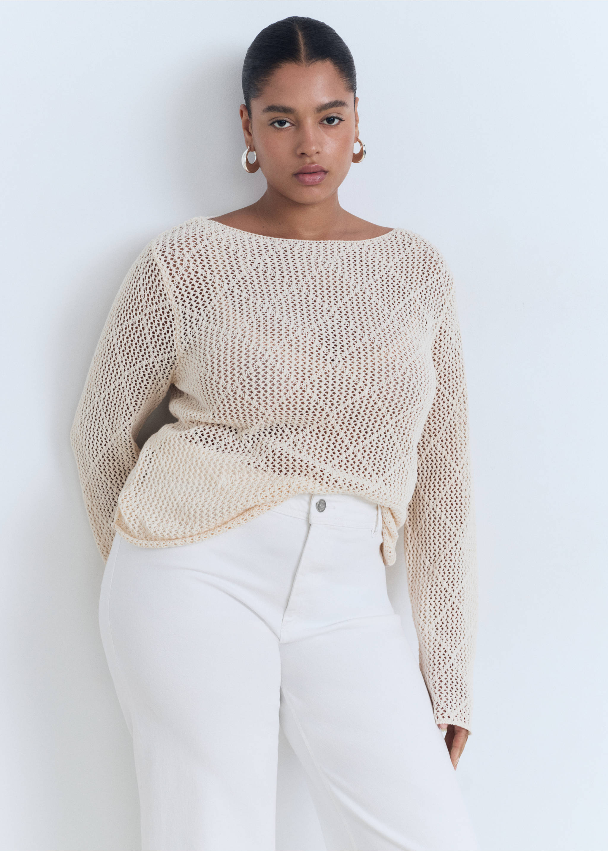 Catherin culotte high-rise jeans - Details of the article 5, White. Ref: 17021186-00.