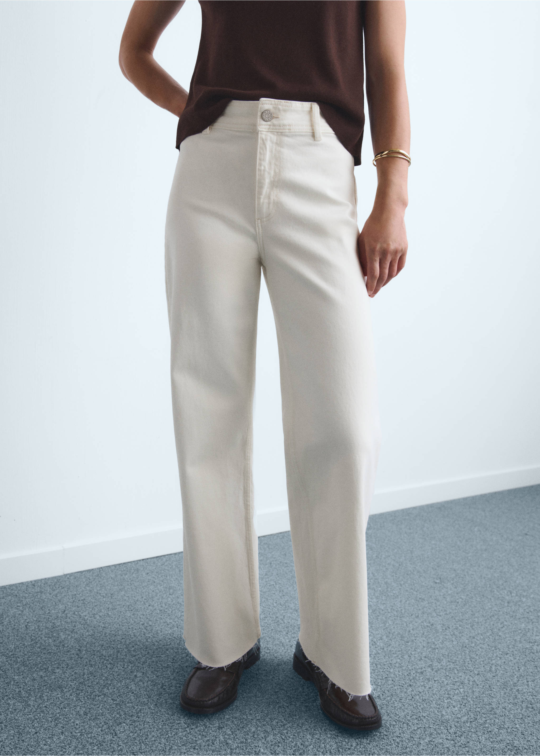 Catherin culotte high-rise jeans - Medium plane, Off White. Ref: 17021187-00.