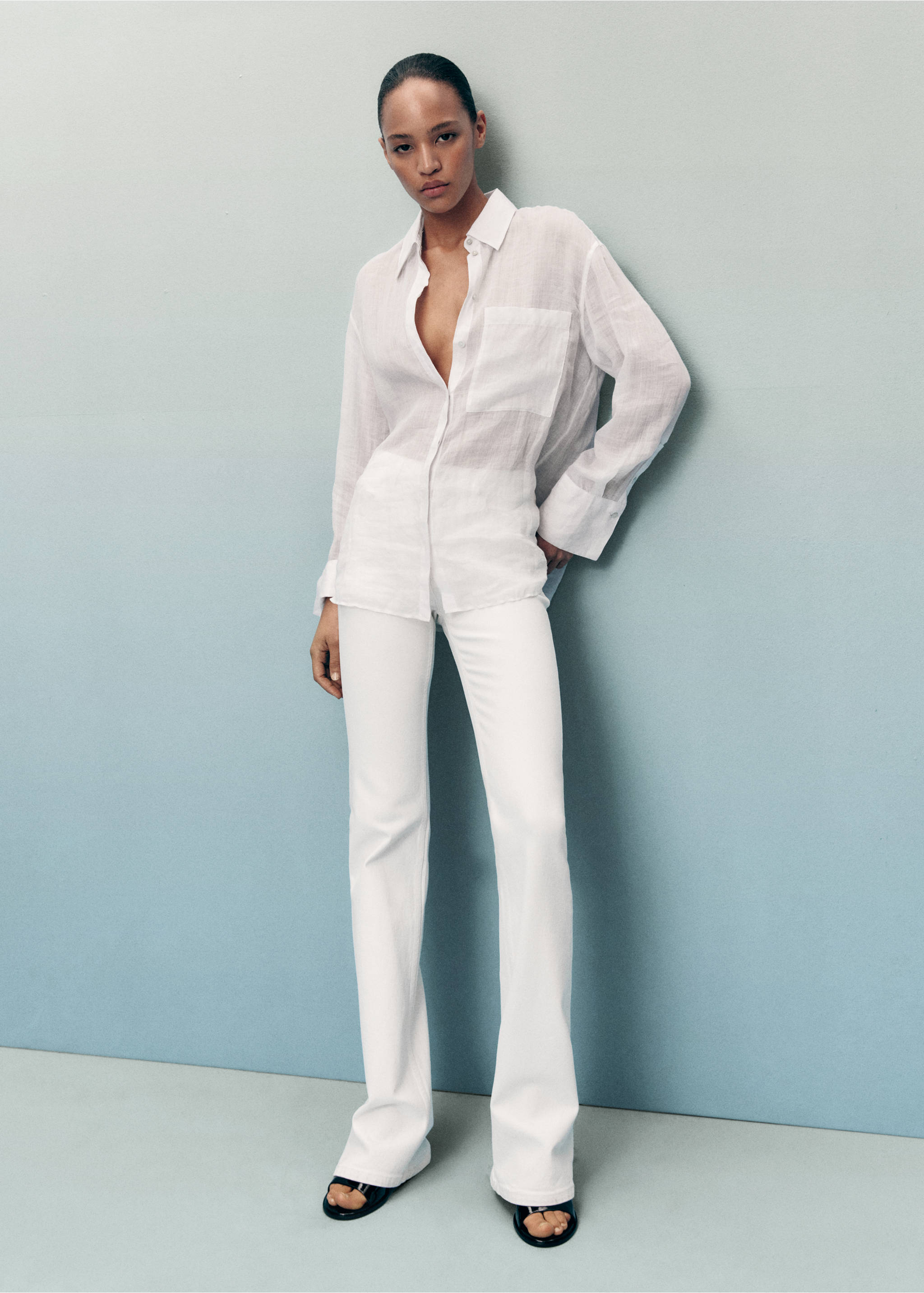 Fiona flared mid-rise jeans - General plane, White. Ref: 17021189-00.