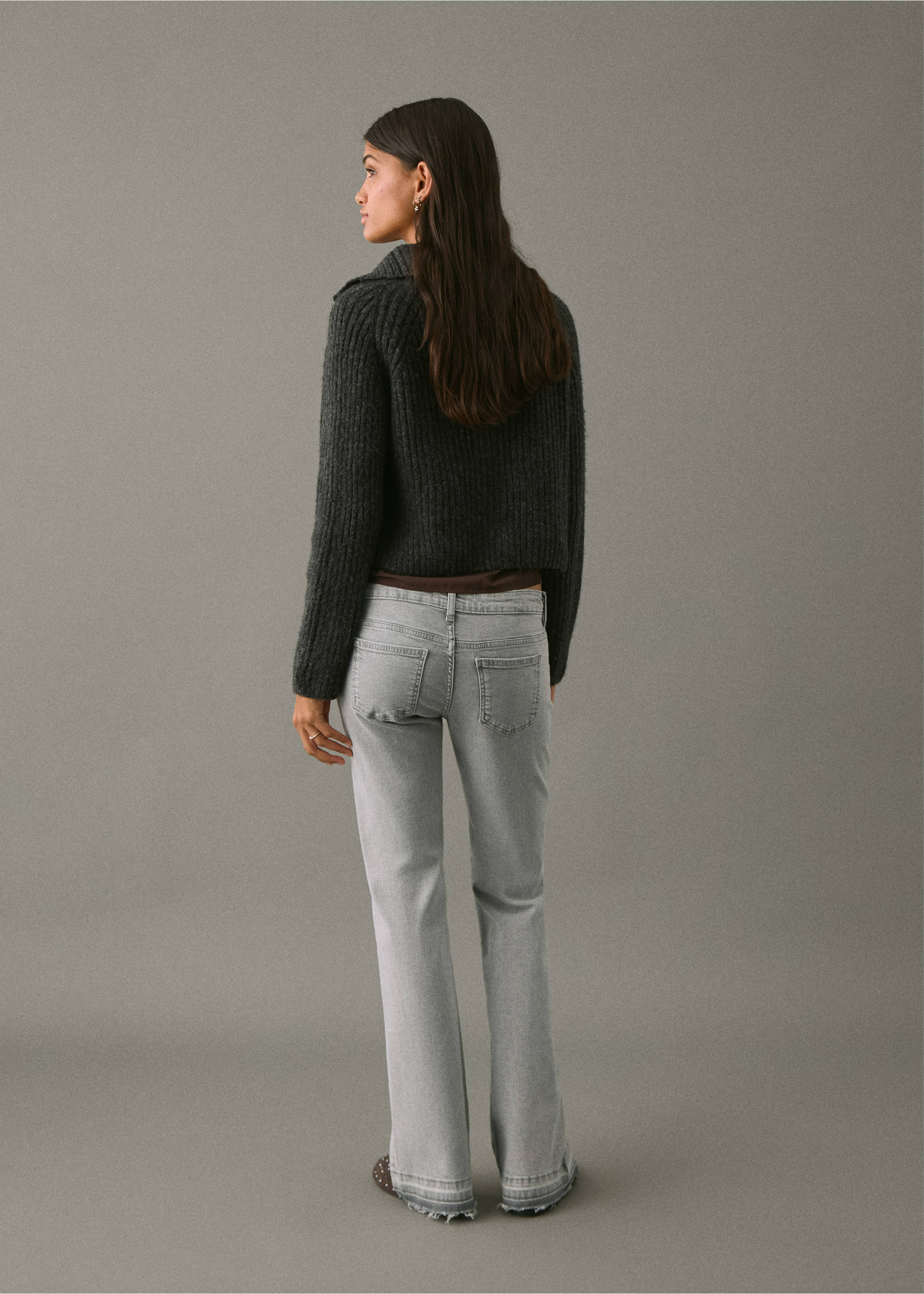 Texans flare cintura baixa - Revers de l'article, Gris denim. Ref: 17021192-00.