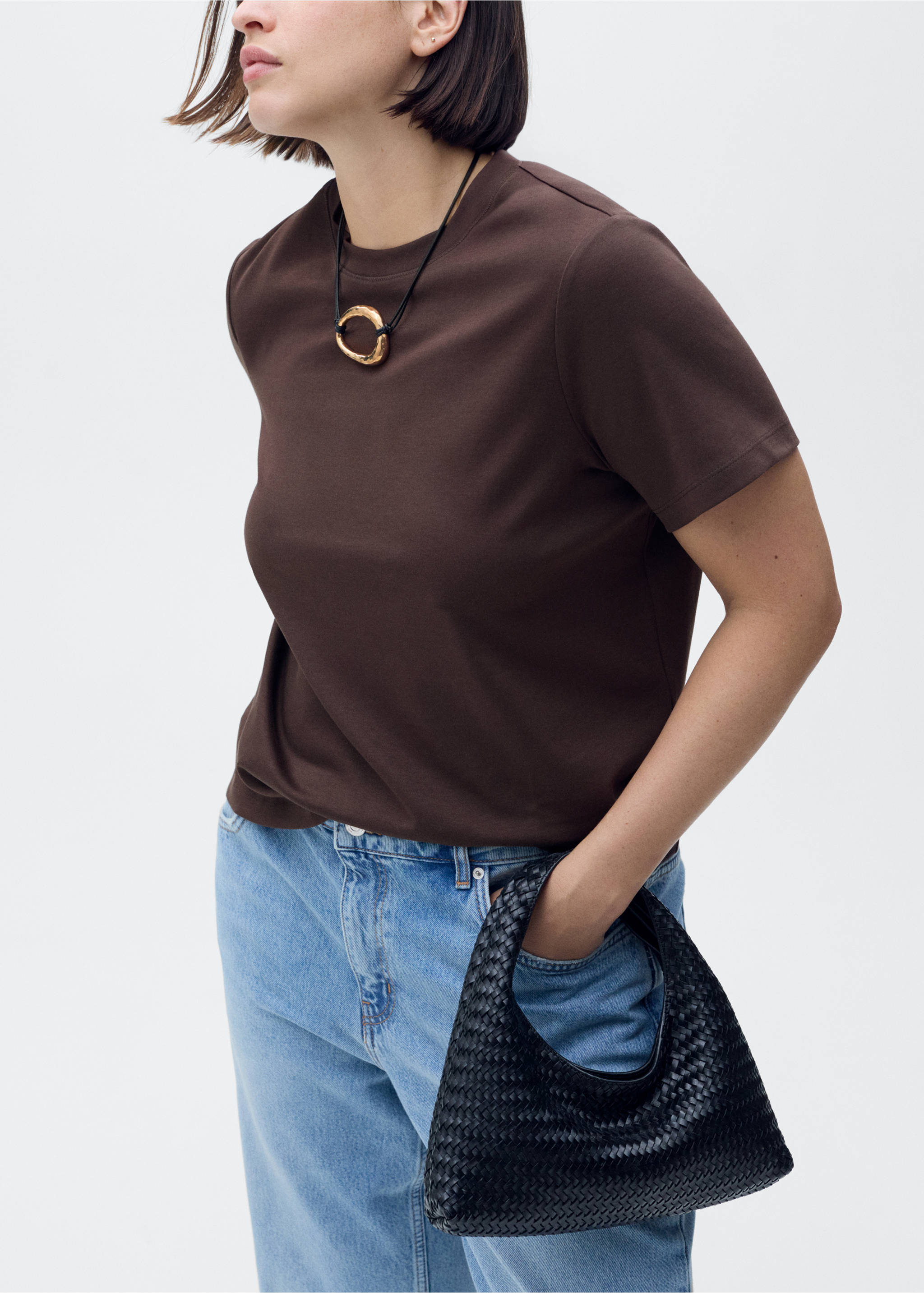 Bavlněné tričko s krátkým rukávem - Detail zboží 5, Čokoládová. Ref: 17021197-00.