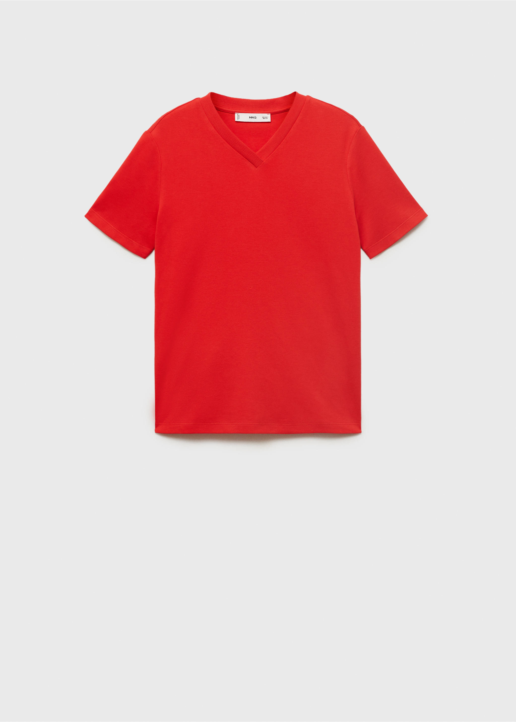 Katoenen T-shirt met V-hals - Artikel zonder model, Rood. Ref: 17021198-00.