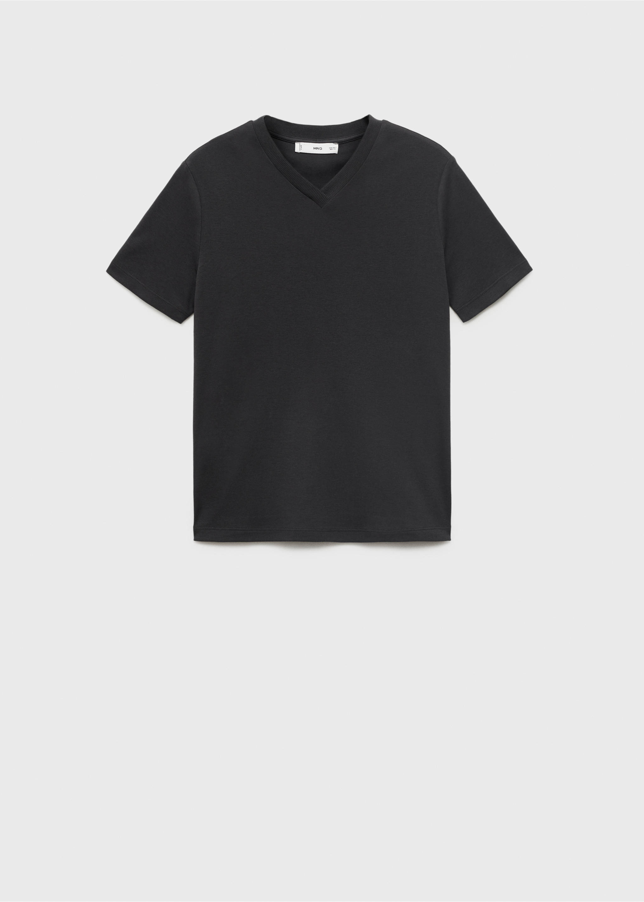 V-neck cotton T-shirt - Article without model, Black. Ref: 17021198-00.