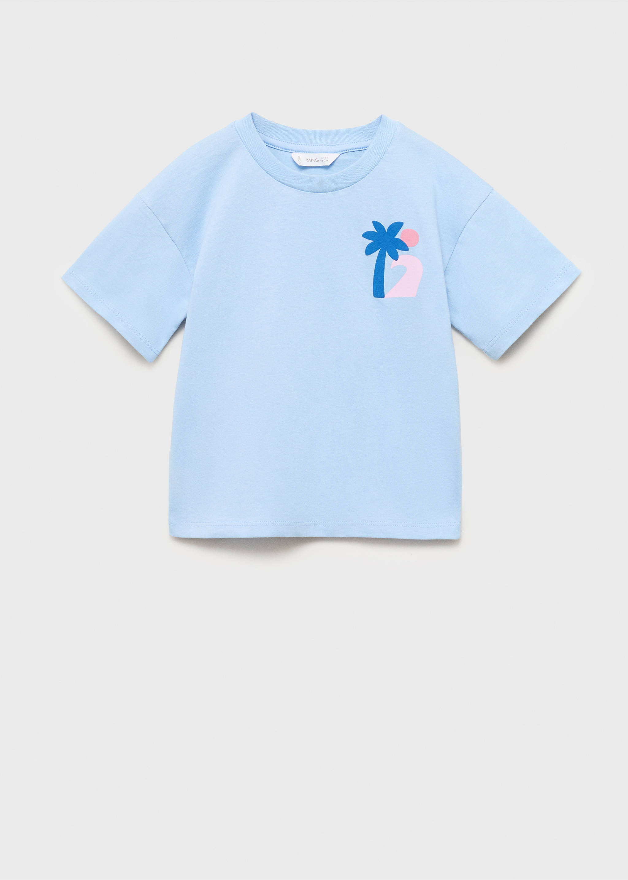 T-shirt imprimé palmiers - Article sans modèle, Bleu ciel. Ref: 17021204-00.