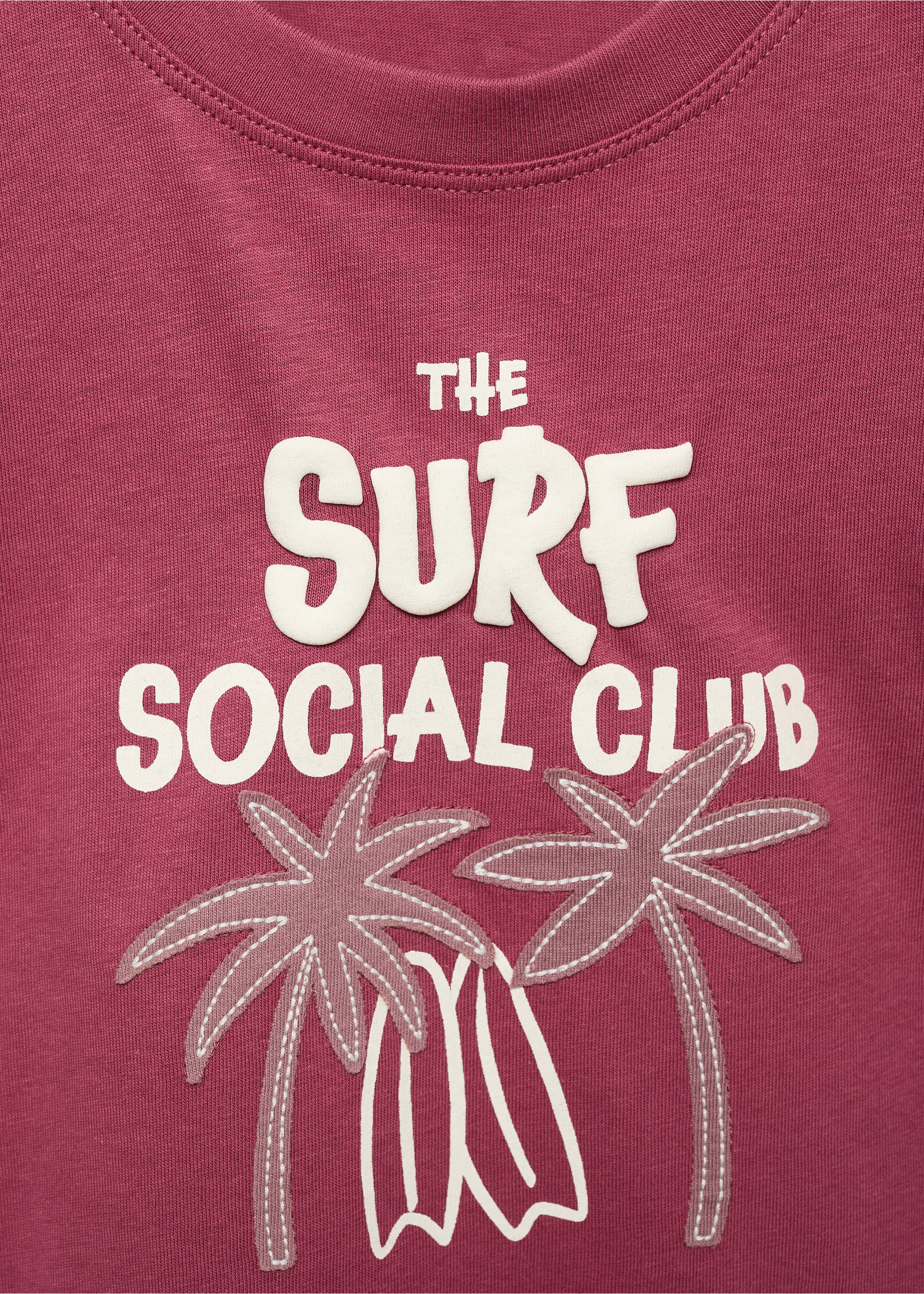 Embroidered detail print t-shirt - Details of the article 8, Cherry. Ref: 17021206-00.