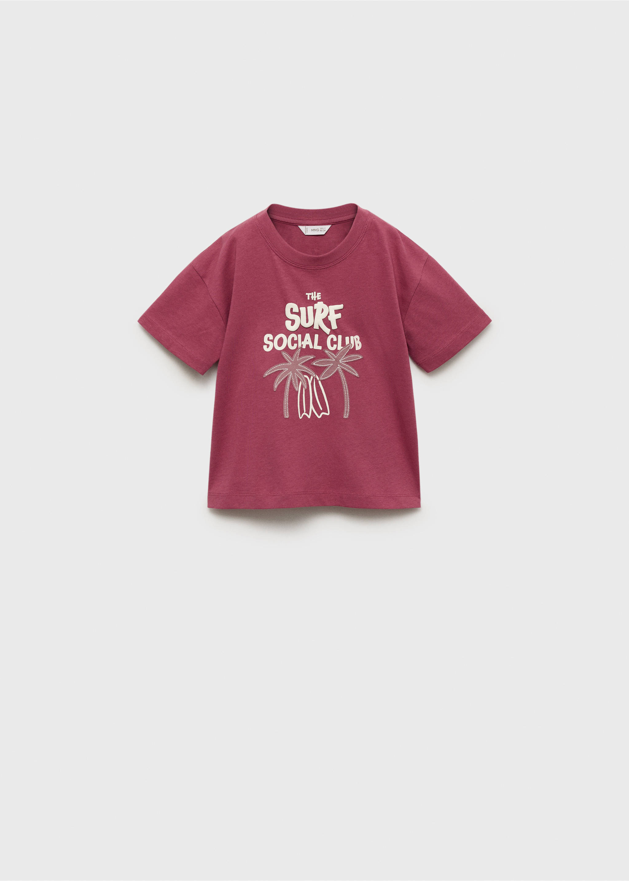 Embroidered detail print t-shirt - Article without model, Cherry. Ref: 17021206-00.