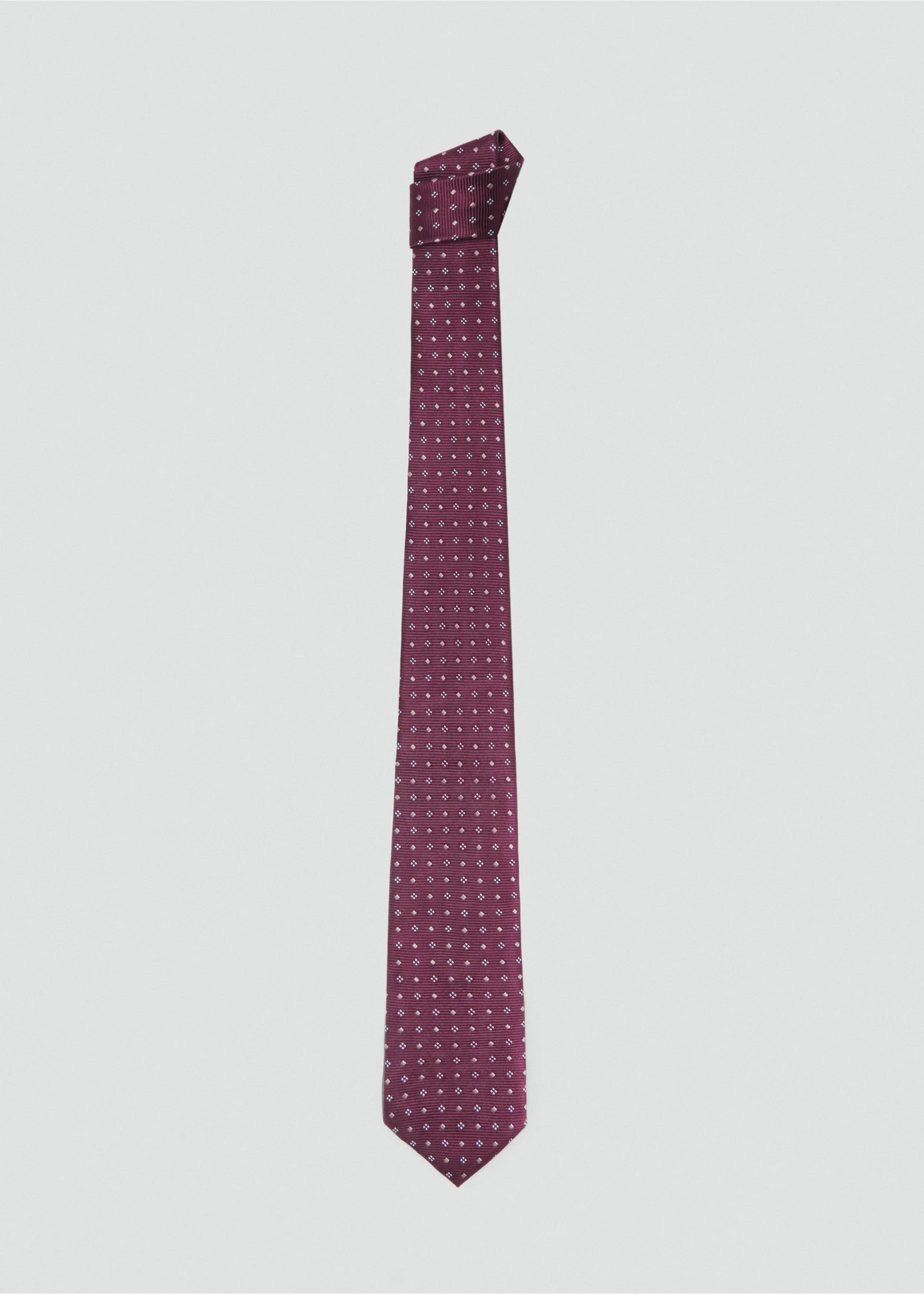 Geometric patterned silk tie - Article without model, Burgundy. Ref: 17021212-00.