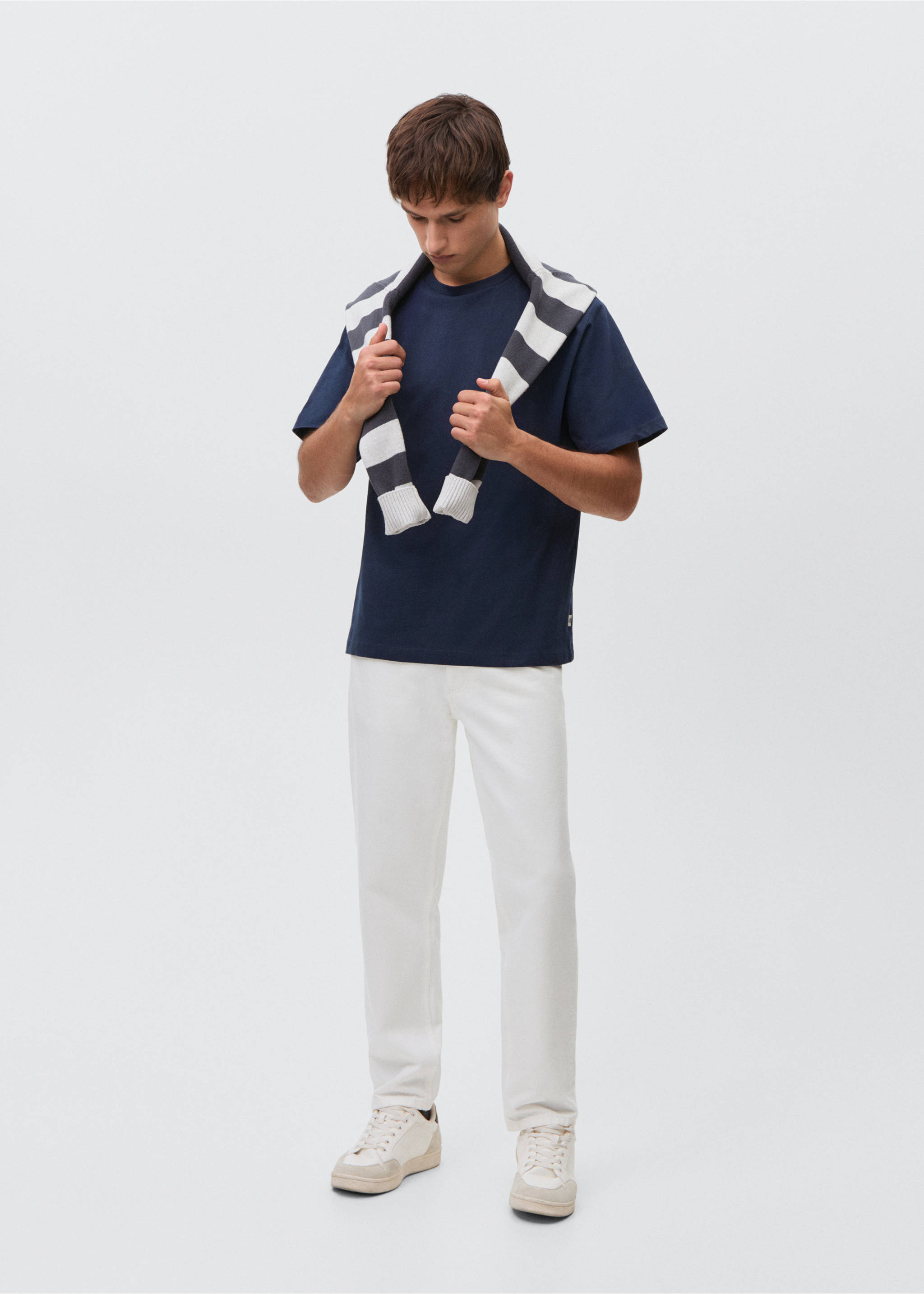 T-shirt manches à revers - Plan général, Bleu marine foncé. Ref: 17021214-00.