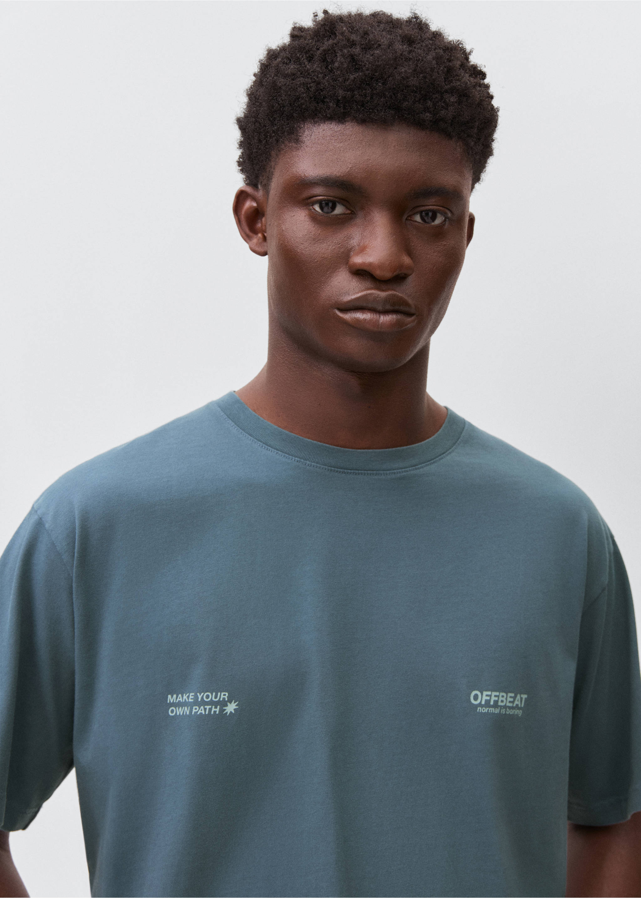Printed cotton-blend T-shirt - Details of the article 1, Night Blue. Ref: 17021216-00.