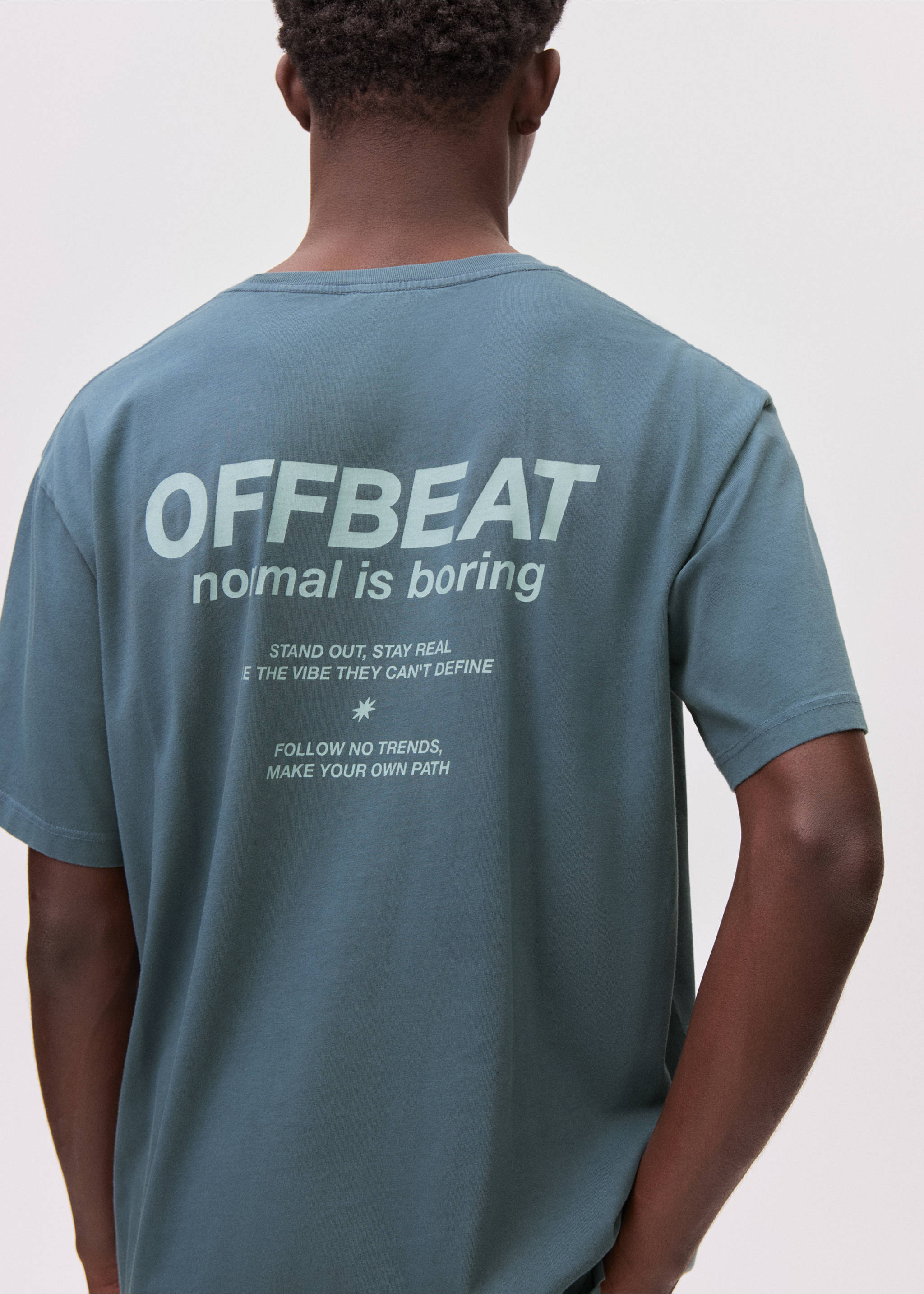 Printed cotton-blend T-shirt - Details of the article 2, Night Blue. Ref: 17021216-00.
