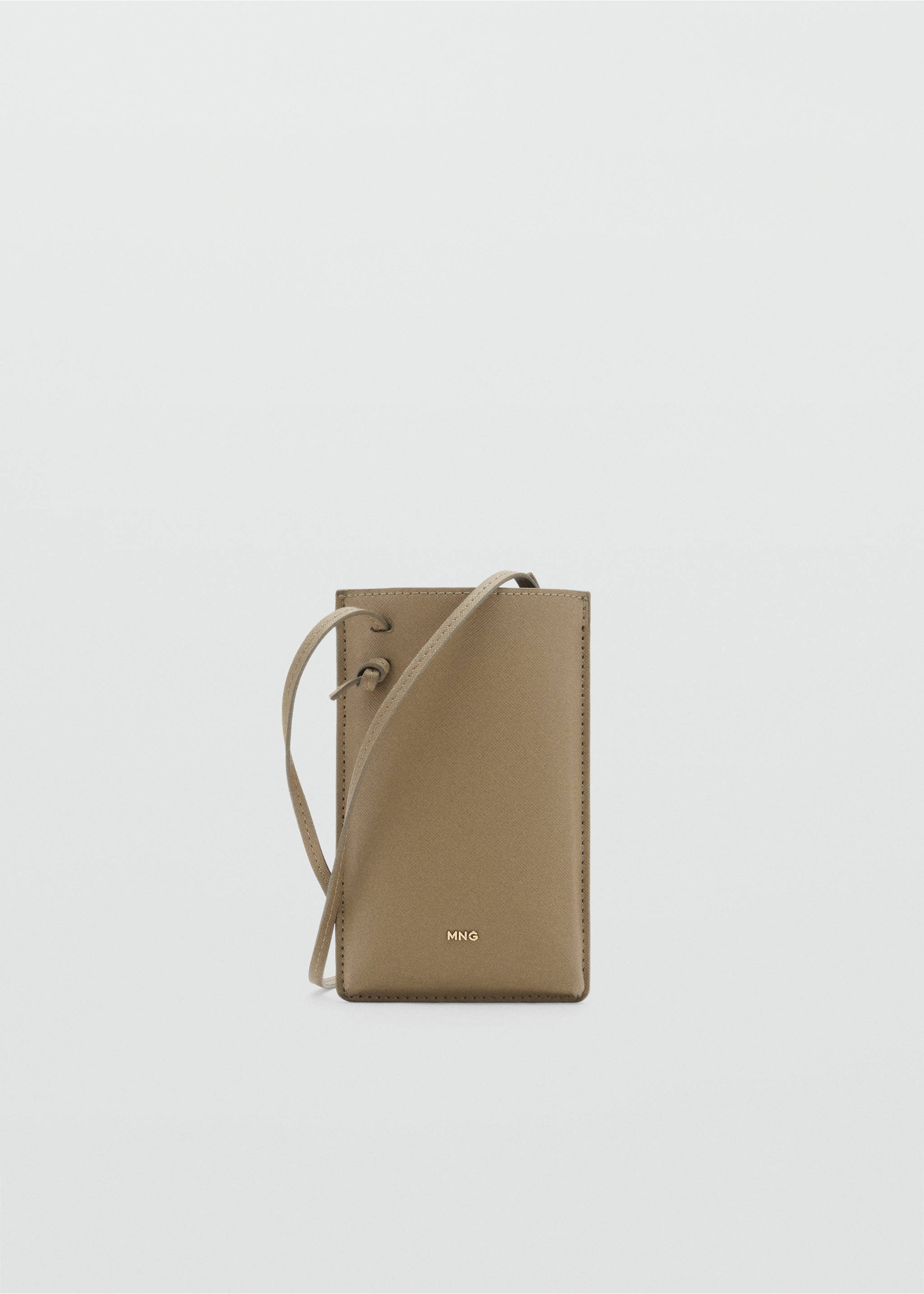 Handytasche mit Umhängeband im Saffiano-Effekt - Artikel ohne Model, Khaki. Ref: 17021217-00.