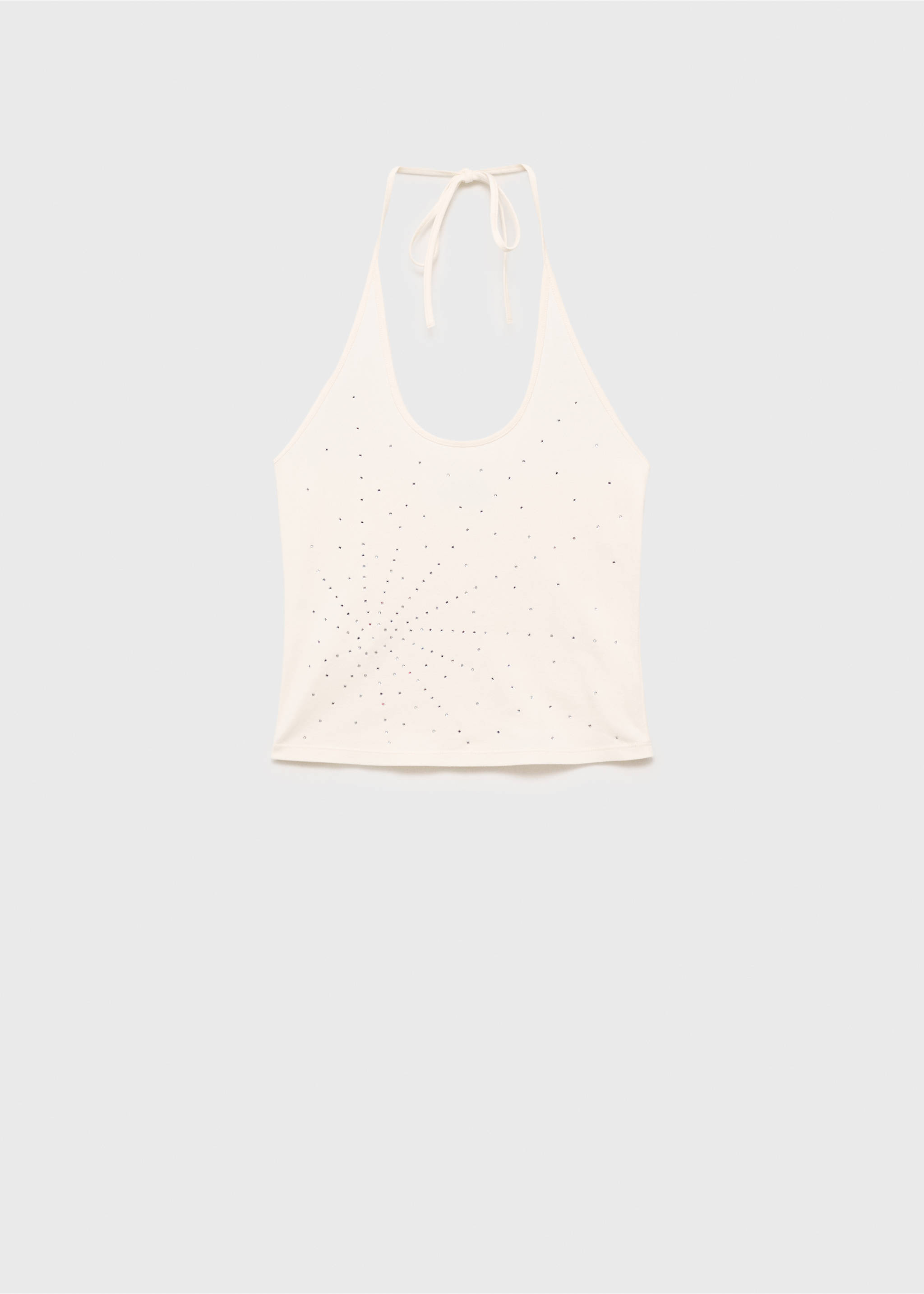 Halter neck top with metallic appliqués - Article without model, Ecru. Ref: 17021220-00.